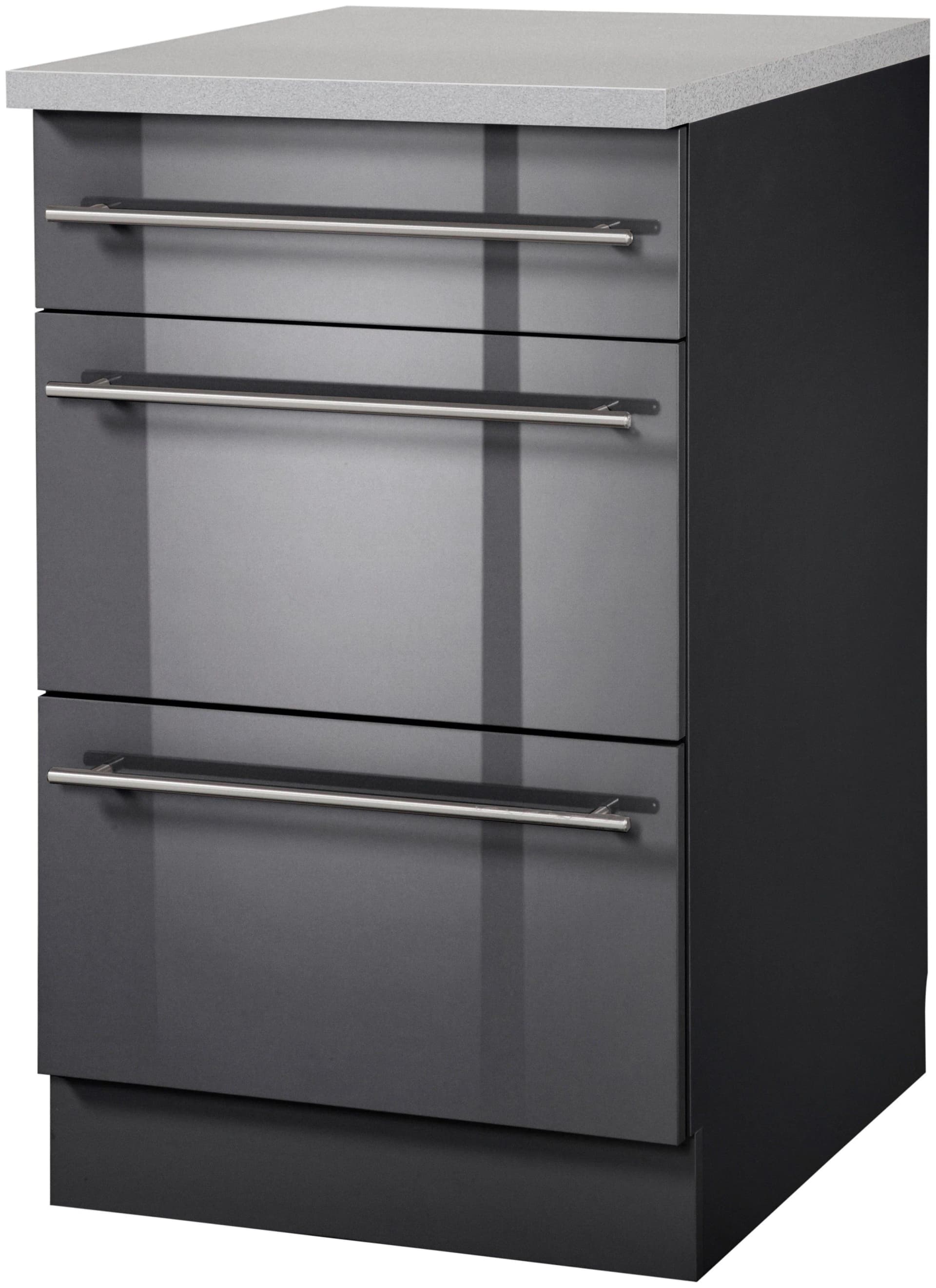 Wiho Küchen Unterschrank Chicago Grau Anthrazit 50cm