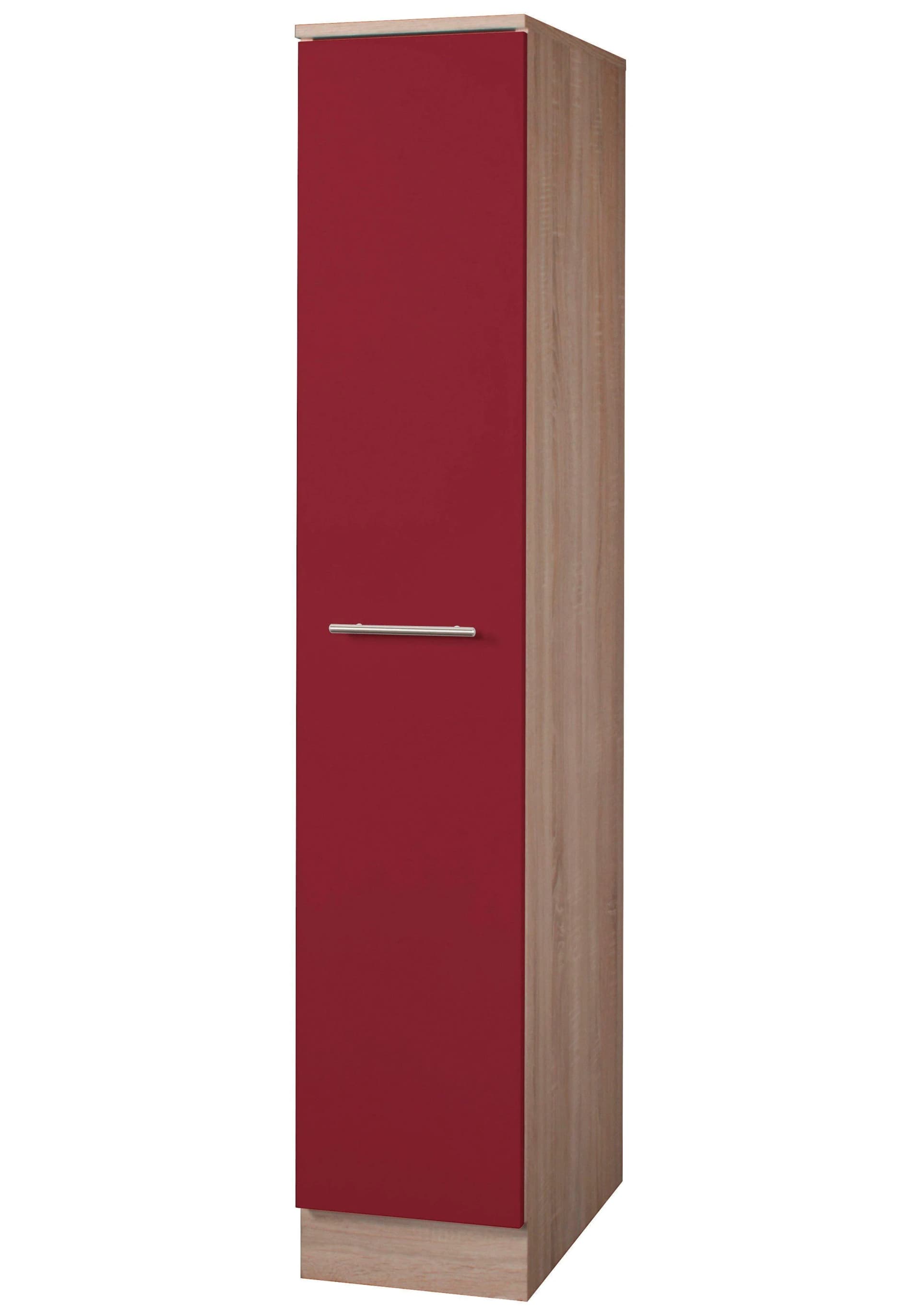 Apothekerschrank Montana Rot Burgund Sonoma Eiche 4 Ablagefächer