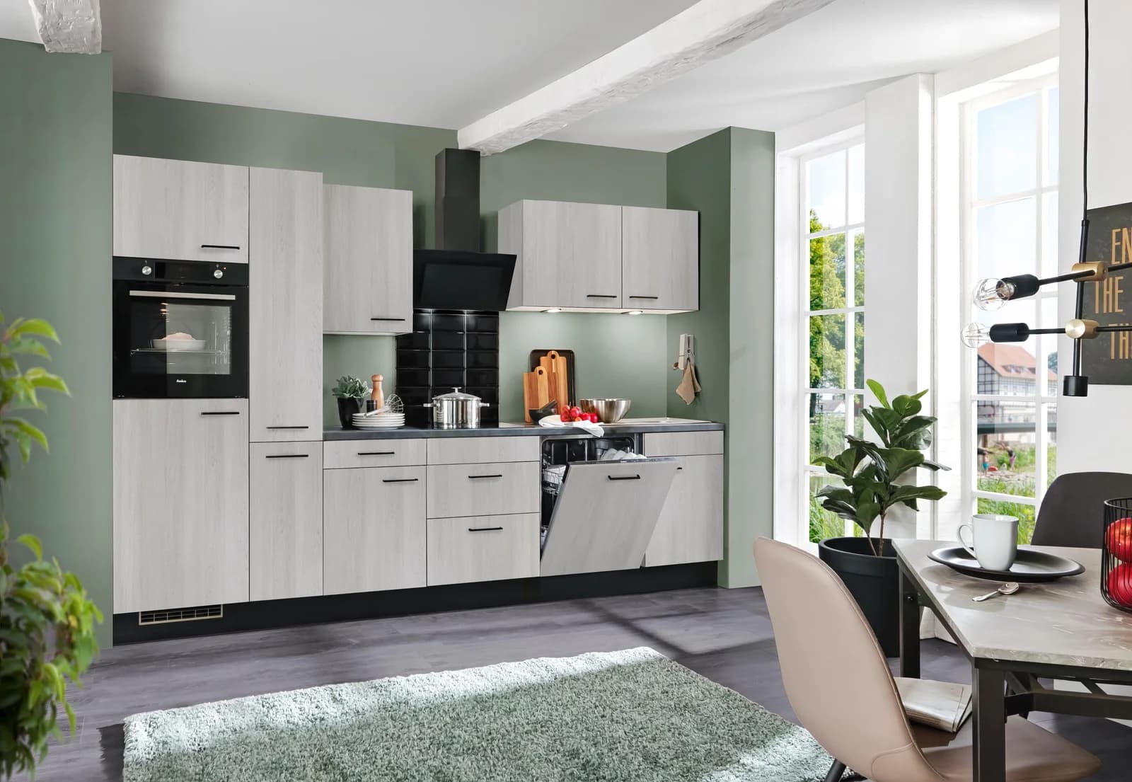 WIHO KÜCHEN Nisos Komplettküche Weiß mit Elektrogeräten und Soft-Close