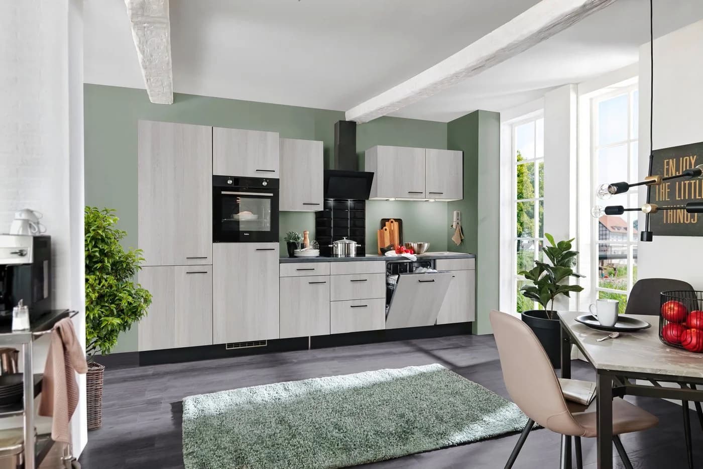 wiho Küchen Nisos Küchenzeile 340 cm mit Backofen und Soft-Close