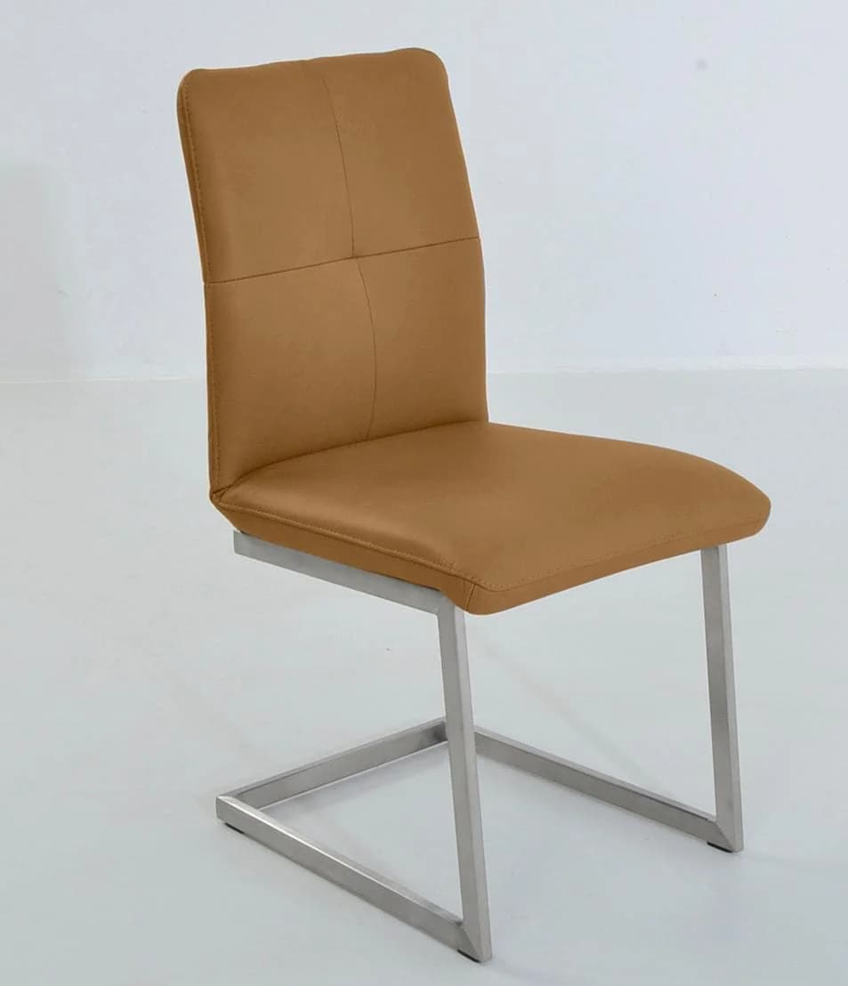 K+W Komfort & Wohnen Freischwinger 6511 Gelb Leder Edelstahloptik
