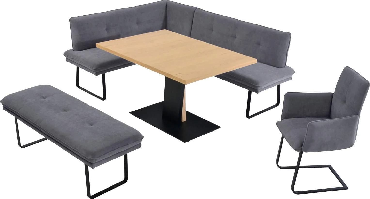 K+W Komfort & Wohnen Essgruppe Giacomo III Grau mit Eckbank