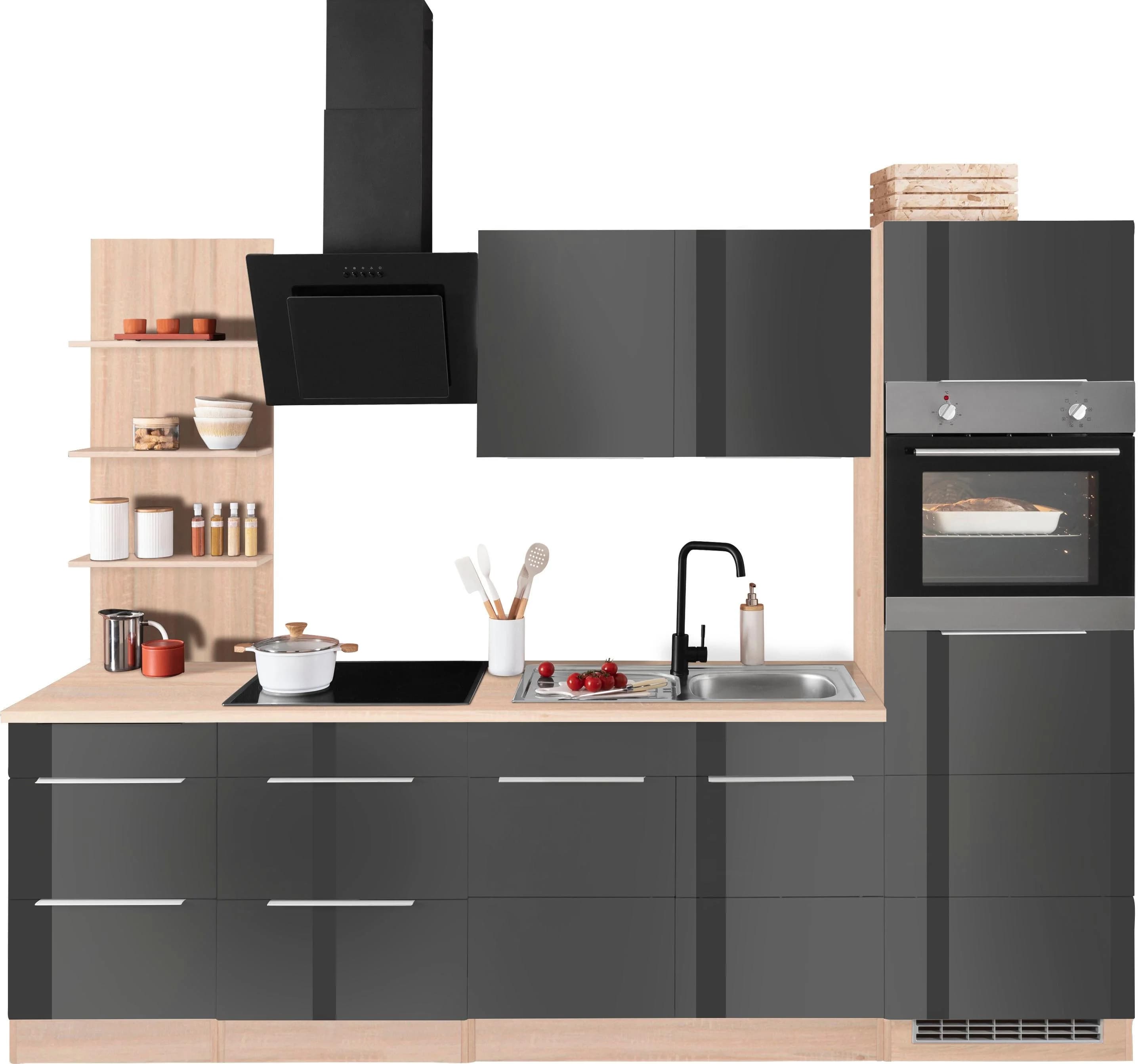 Küchenzeile KOCHSTATION KS-Brindisi 270 cm Schwarz