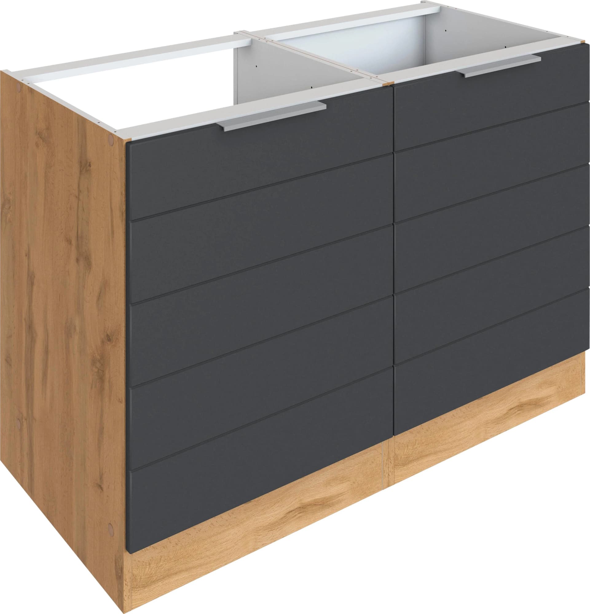 Spülenschrank KOCHSTATION KS-Luhe Grau MDF 120cm
