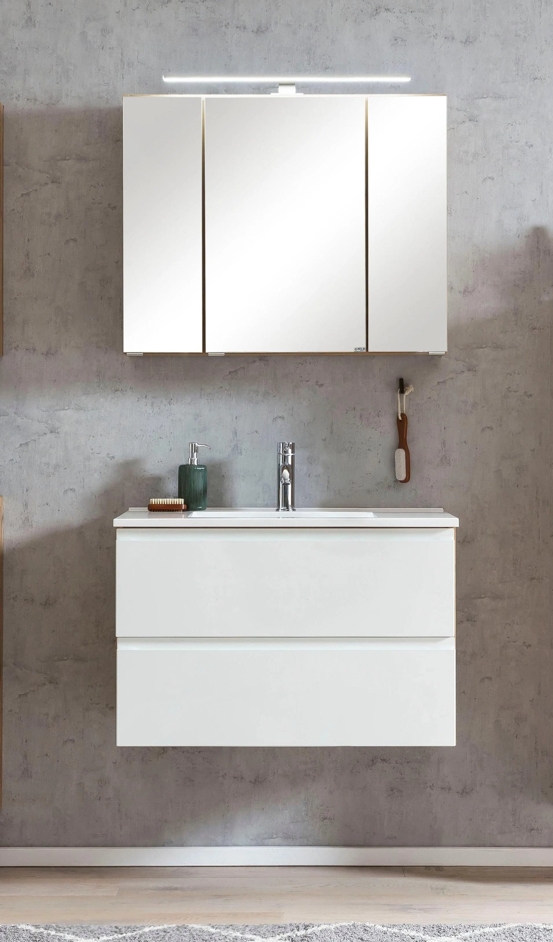WELLTIME Badmöbel-Set Sölden Mattweiß mit LED und Softclose