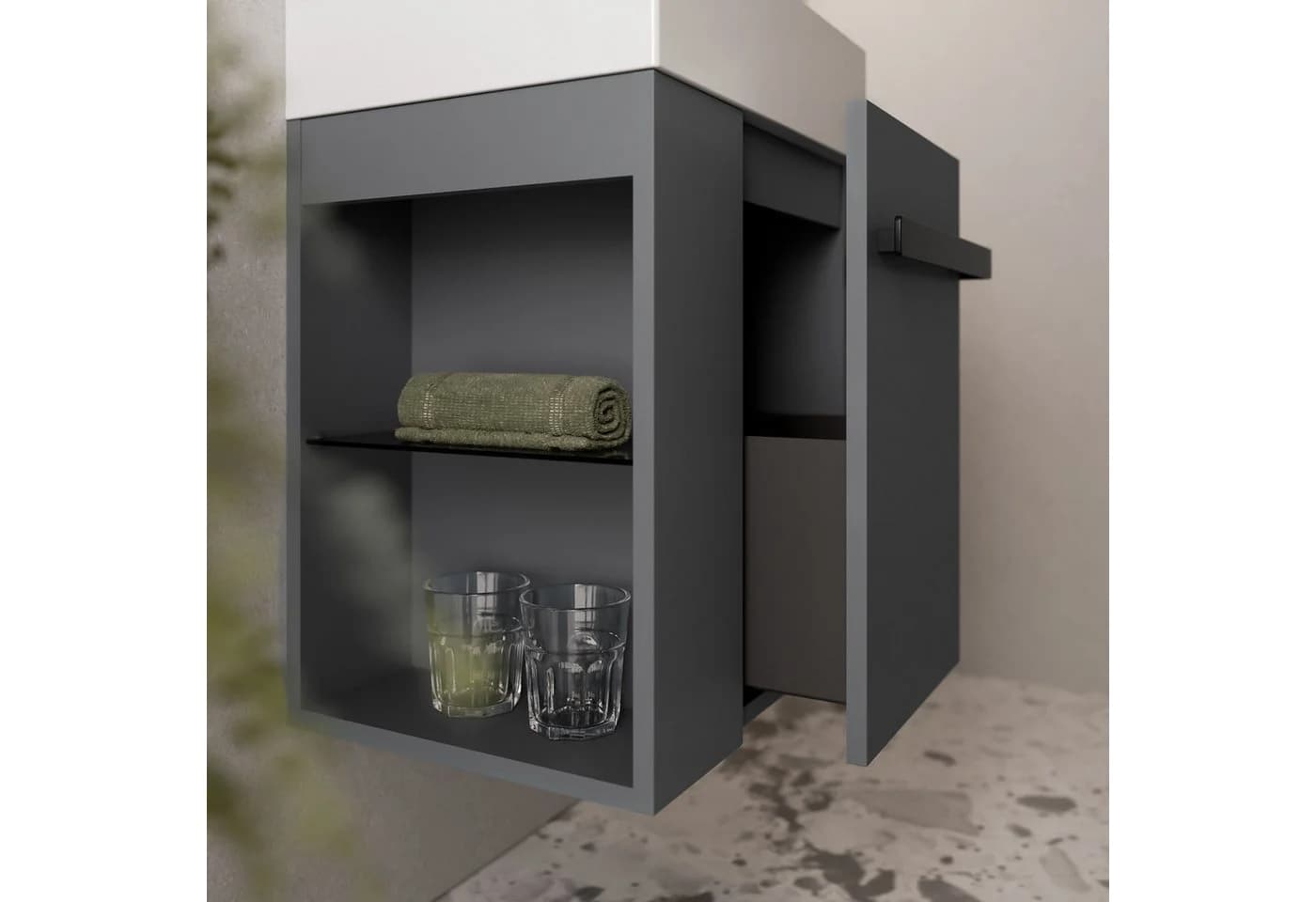 Bernstein Waschtischunterschrank COMPACT 450 Anthrazit Schwarz matt