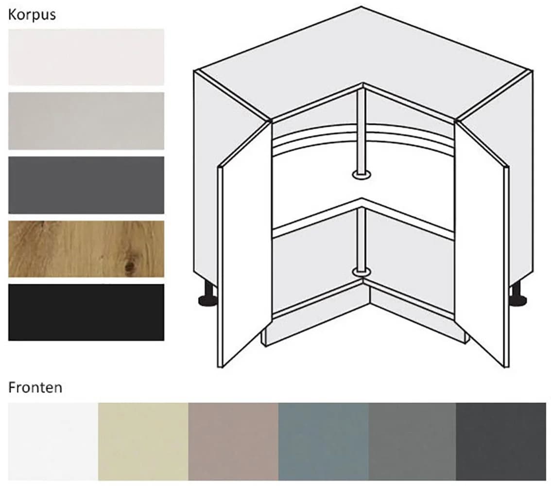 Feldmann-Wohnen Eckschrank Kvantum Dust Grey Matt Soft-Close