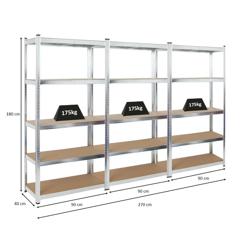 PROREGAL® Schwerlastregal RAGNAR 3-tlg. Silber Stahl