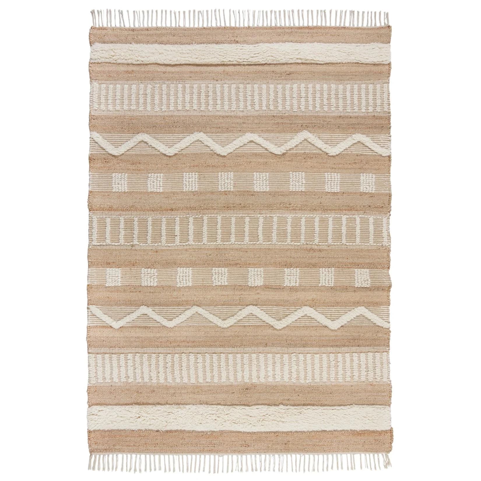 Skandinavischer Teppich aus Jute, Wolle, Baumwolle, Polyester, Nylon