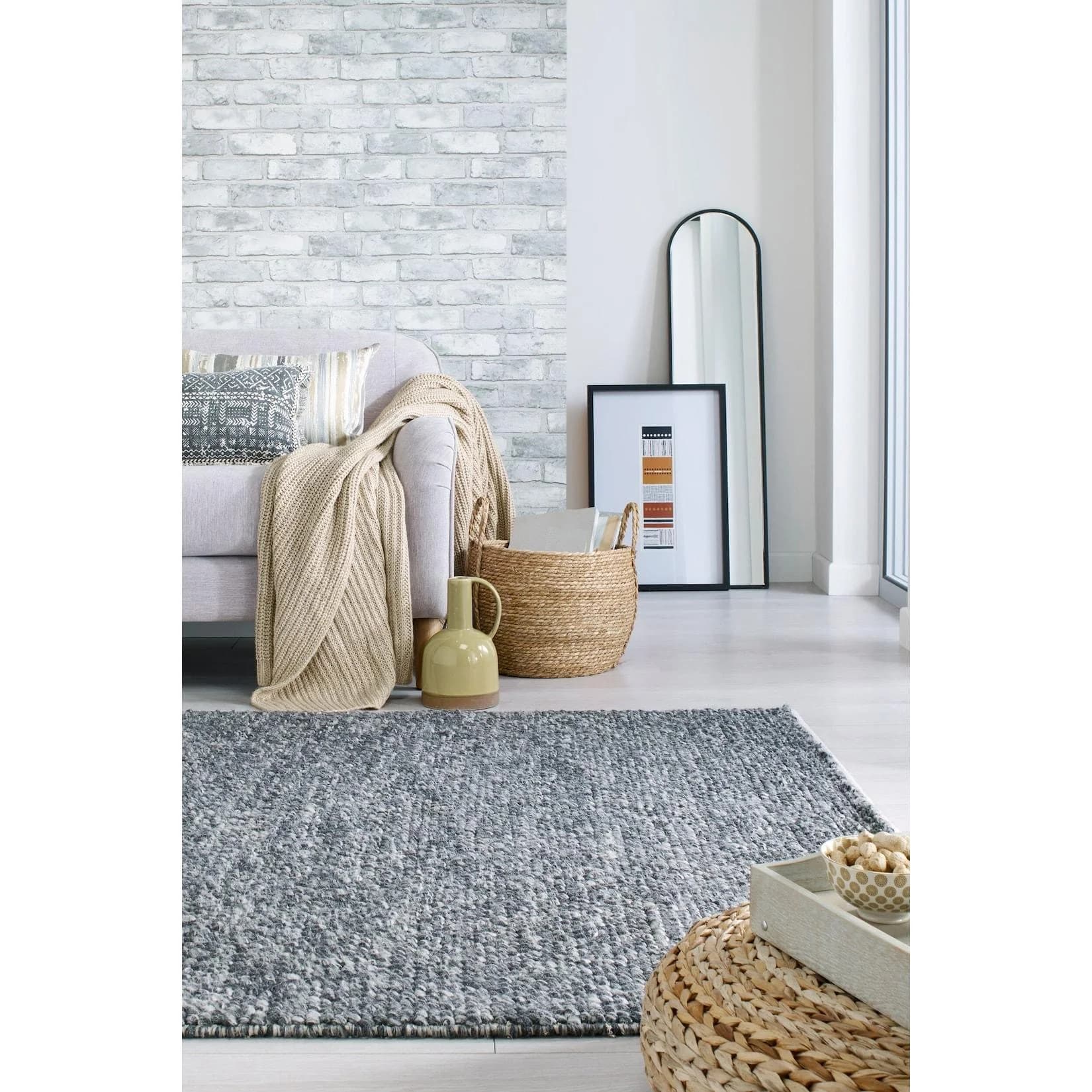 Kadima Design Teppich MEDWAY Flachgewebe Anthrazit Noppen-Struktur