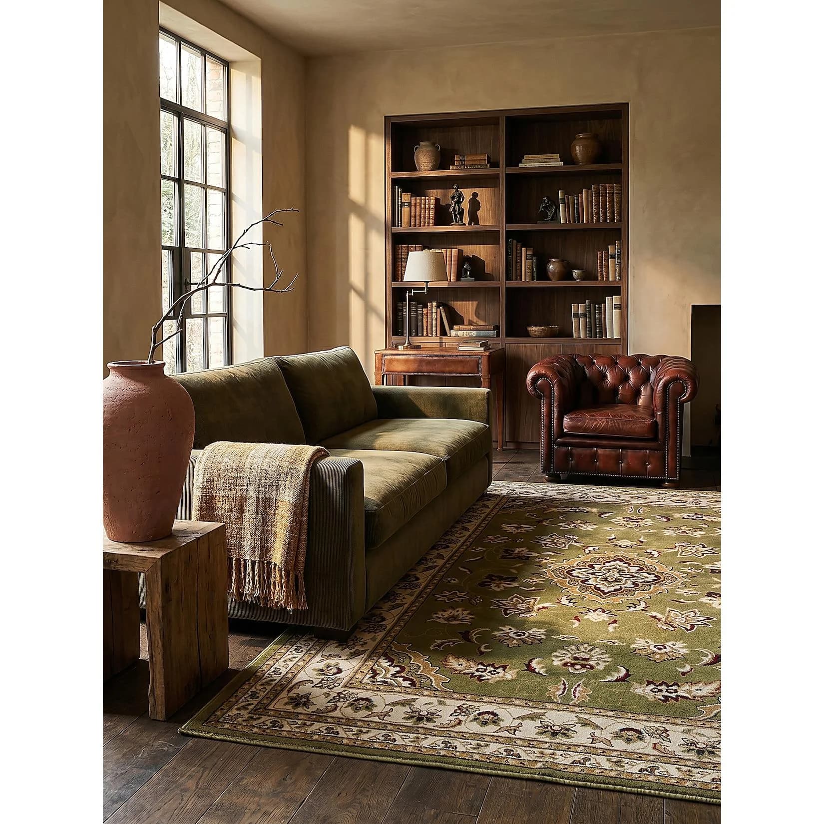 KADIMA DESIGN Teppich Mittelflor GLAZERT Orient Medaillon Grün