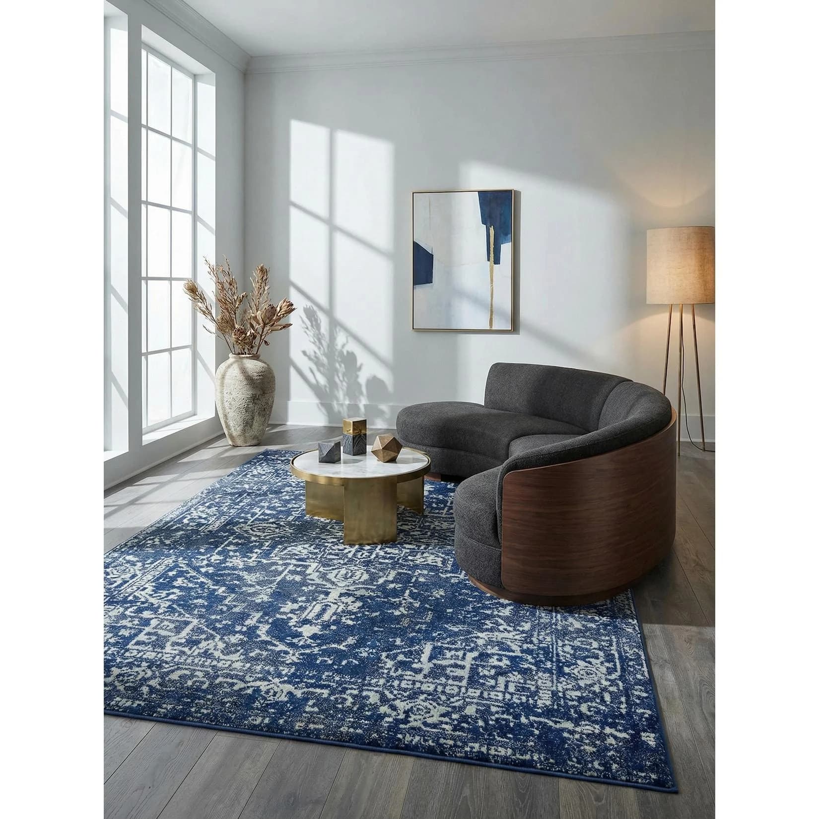 Kadima Design Vintage Teppich Orientalisches Muster Dunkelblau