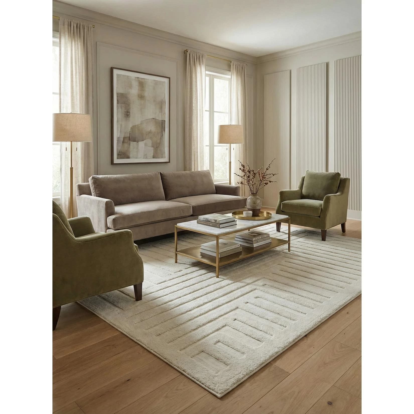 Kadima Design EDEN-Lazonby Strukturteppich Elfenbein Geometrisch