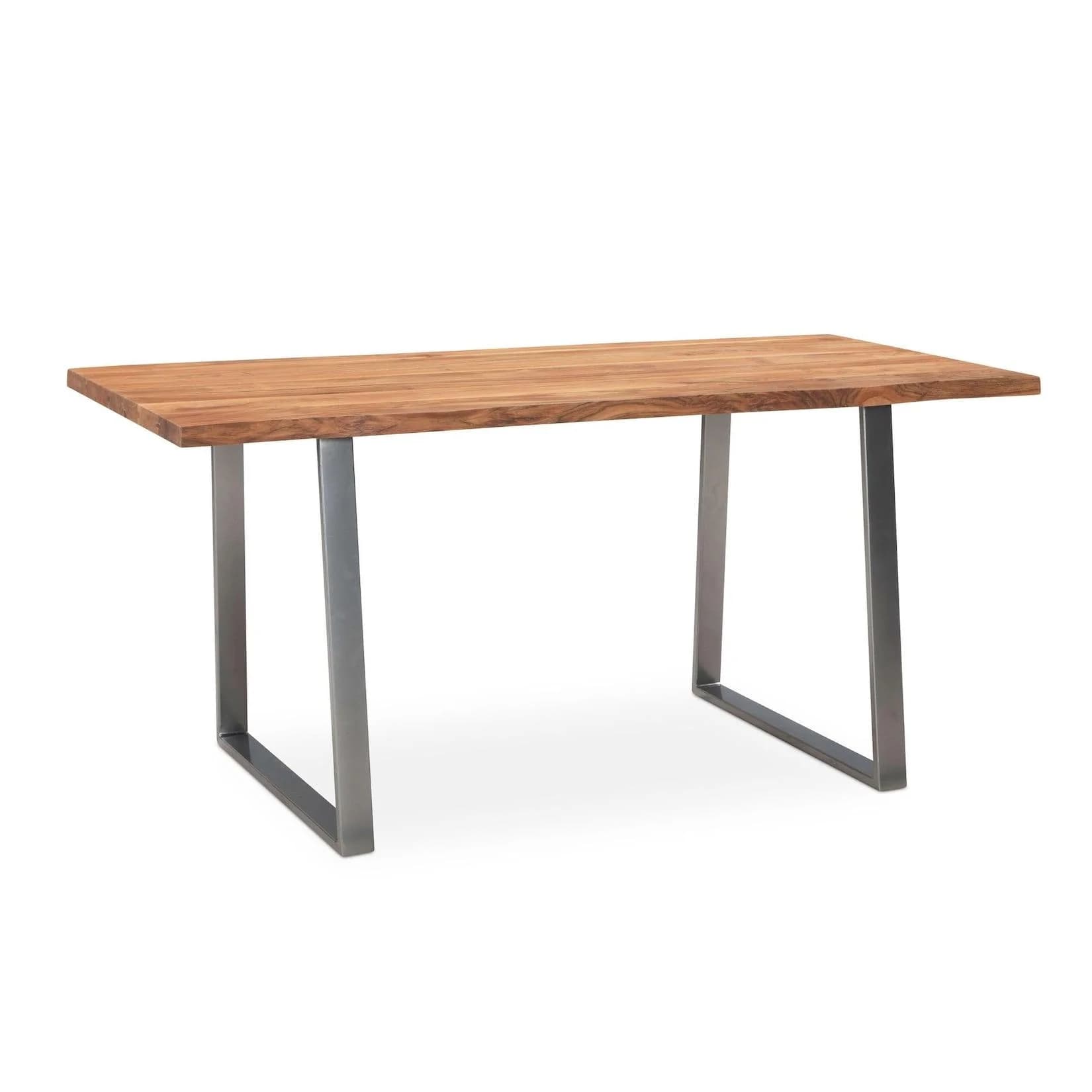 Esstisch Akazie Industrial 160x80 cm Massivholz mit Baumkante Goldbraun Metallgestell