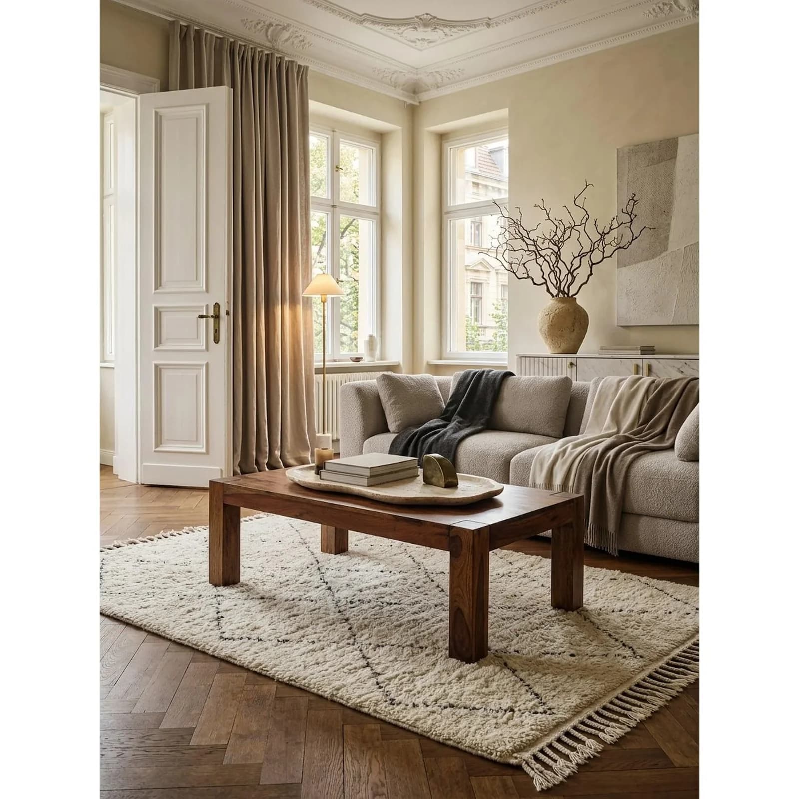 KADIMA DESIGN Couchtisch MUMBAI Massivholz Landhaus-Stil Dunkelbraun