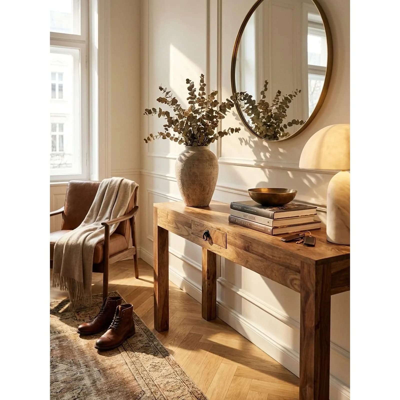 KADIMA DESIGN Konsolentisch Massivholz Akazie Landhausstil