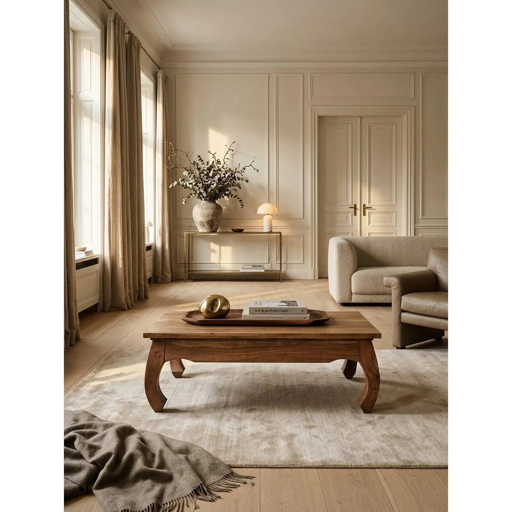 KADIMA DESIGN Couchtisch Massivholz Dunkelbraun Landhaus-Stil
