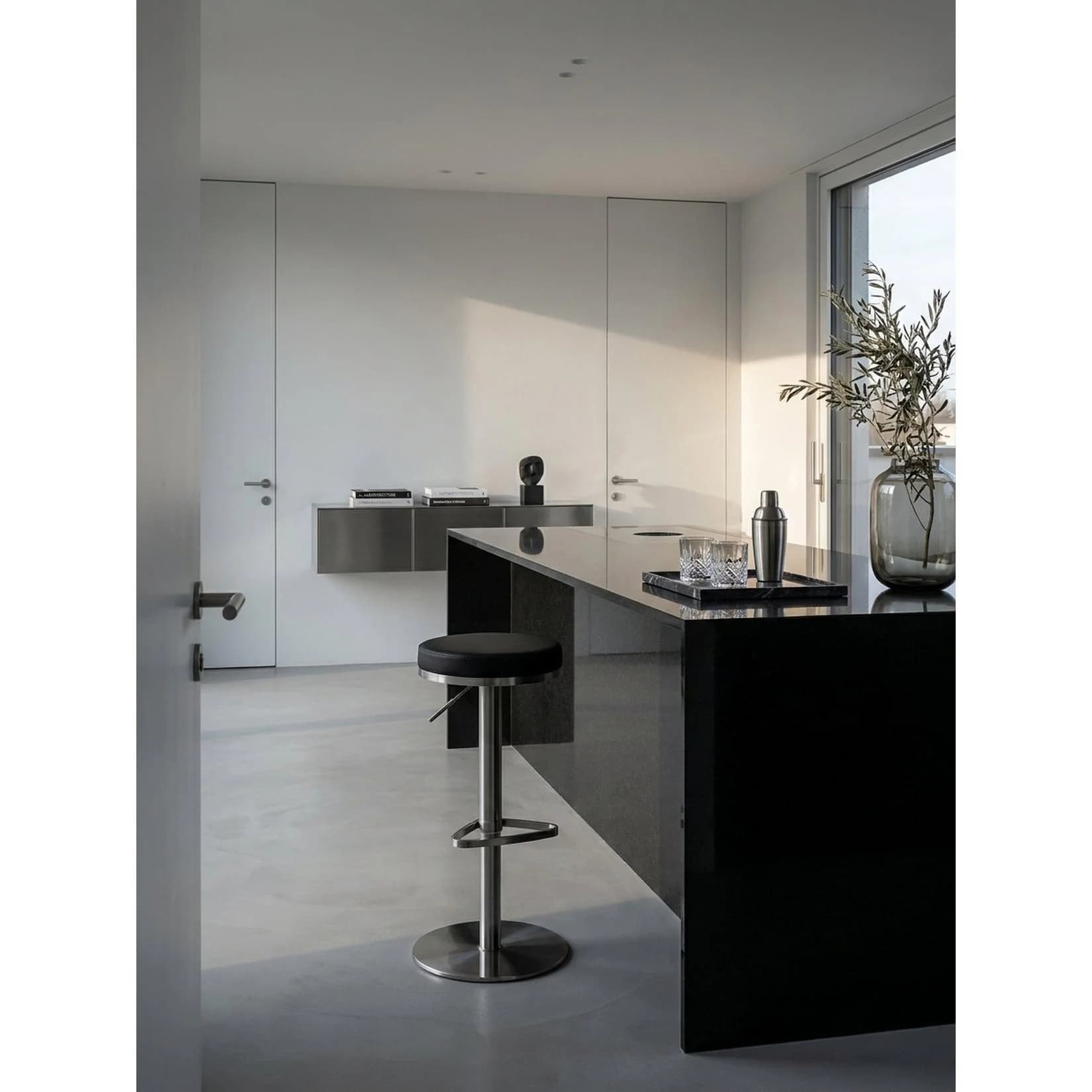 KADIMA DESIGN Barhocker Edelstahl Höhenverstellbar Schwarz
