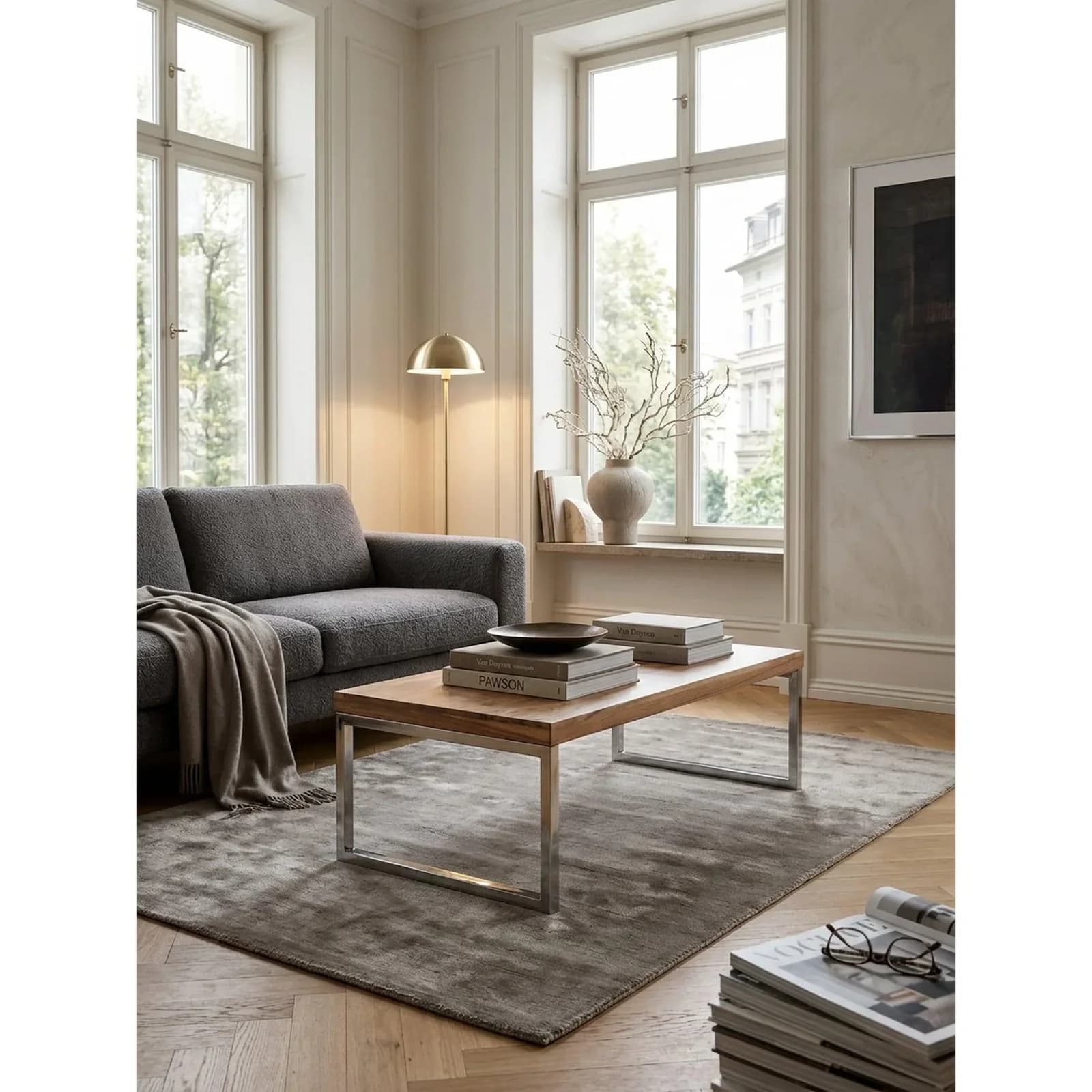 KADIMA DESIGN Couchtisch GUNA Landhaus-Stil Akazie massiv