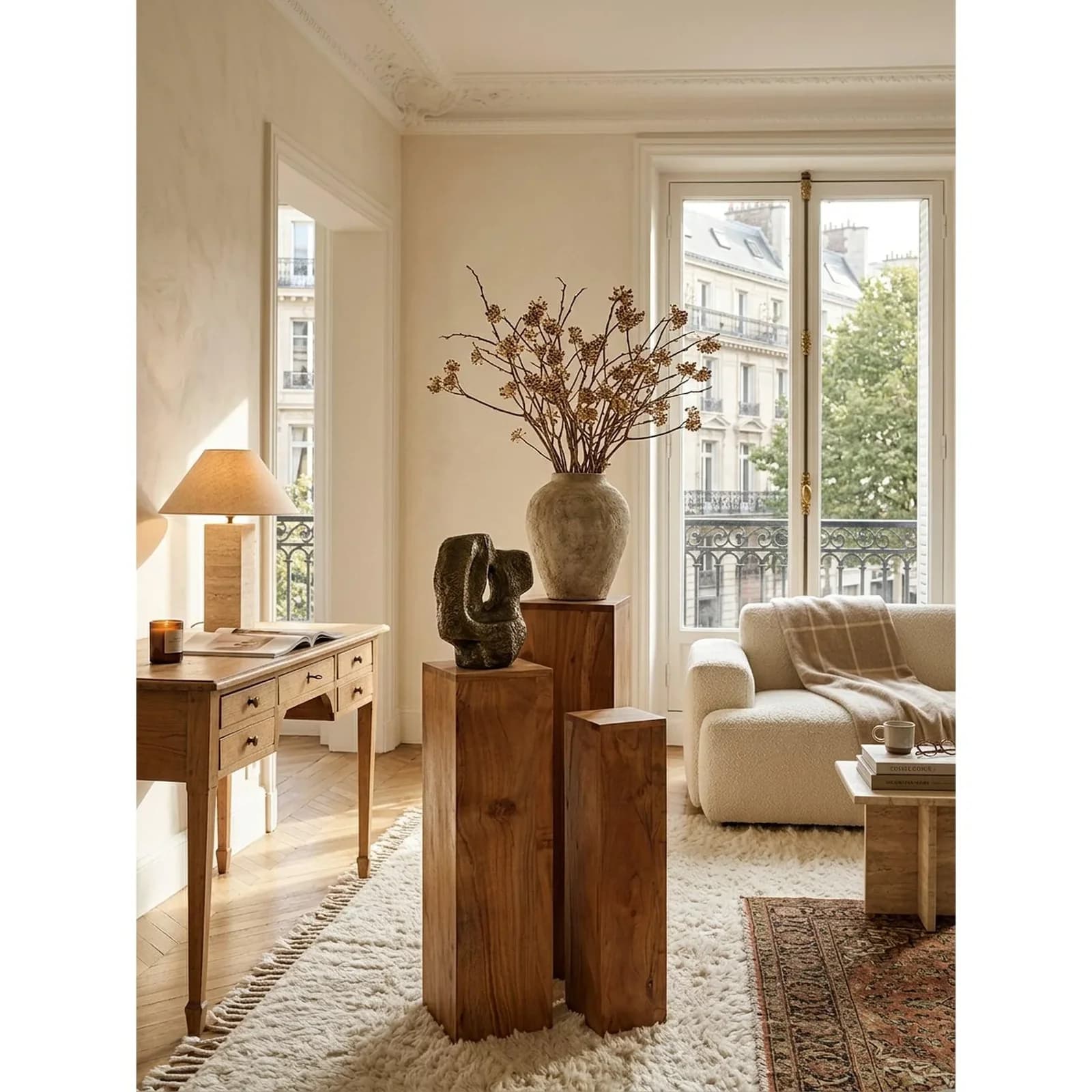 KADIMA DESIGN Beistelltisch 3er Set Massivholz Akazie Modern
