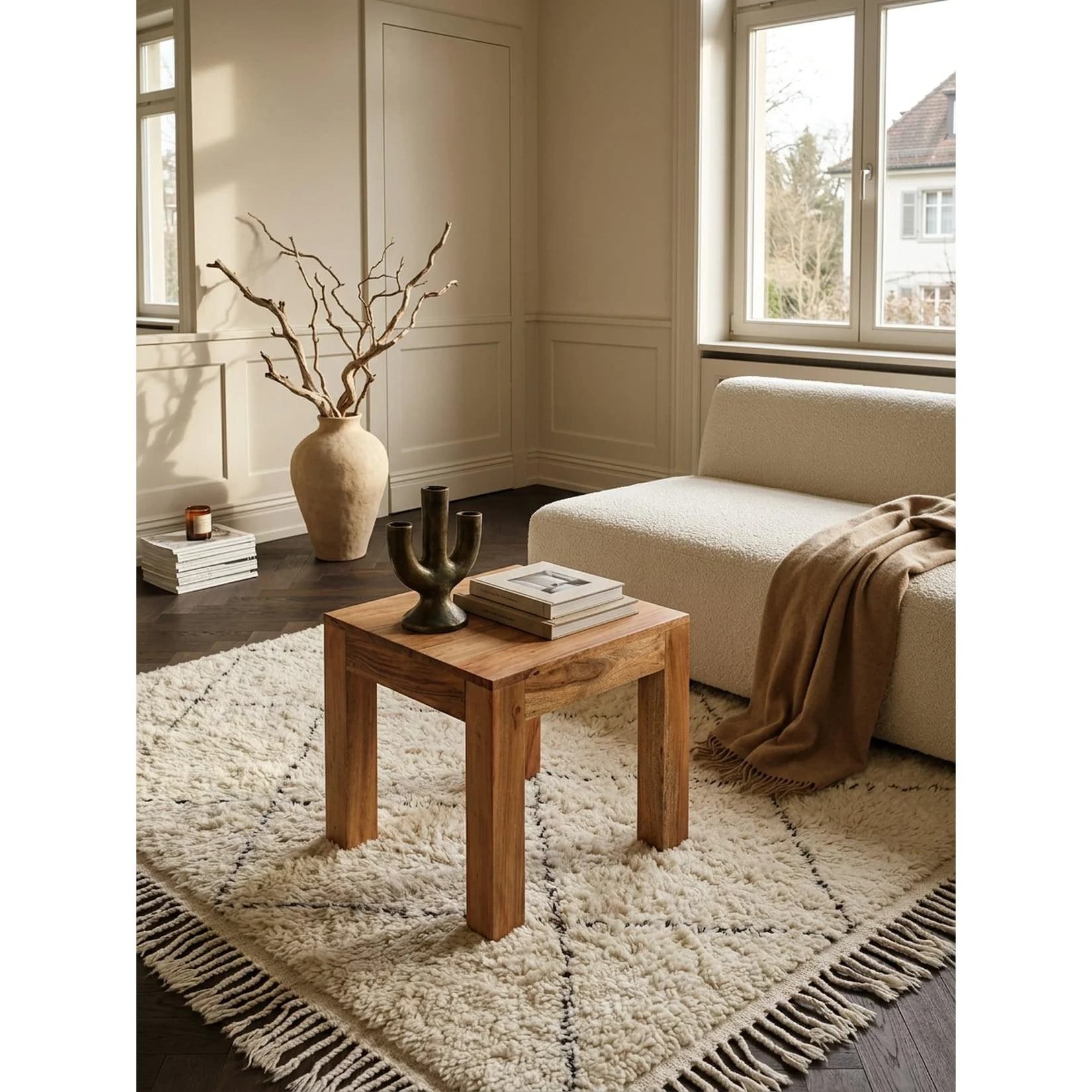 KADIMA DESIGN Beistelltisch Couchtisch Massivholz Akazie 45 cm