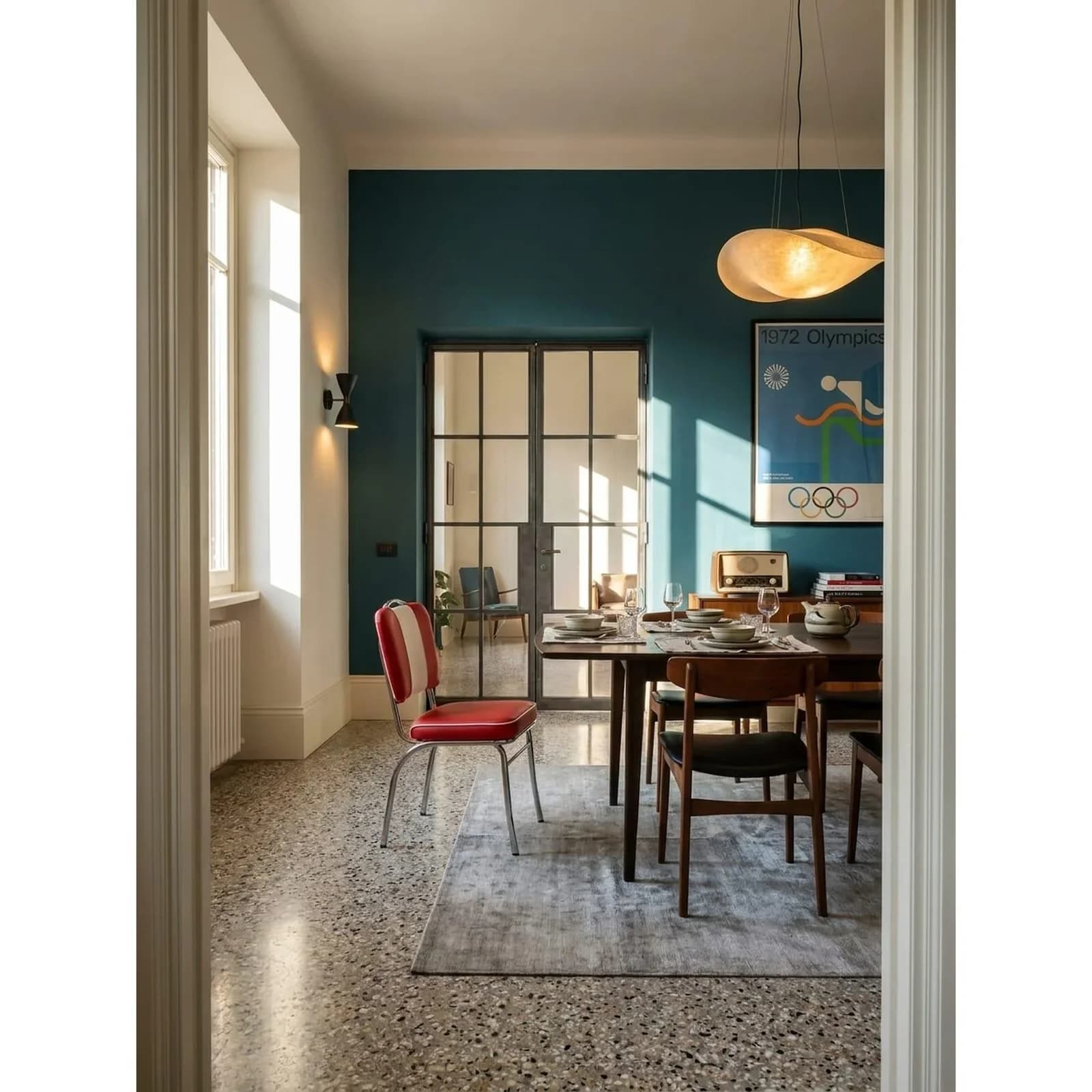 KADIMA DESIGN Esszimmerstuhl Retro Kunstleder Rot