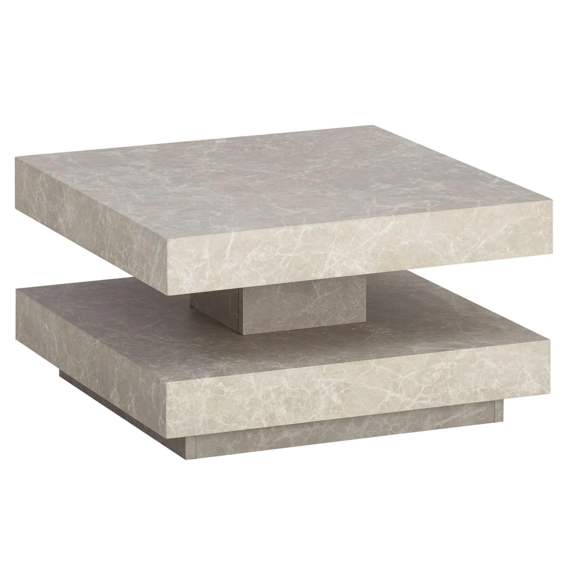 KADIMA DESIGN Couchtisch 60x60 cm Sandfarben Steinoptik