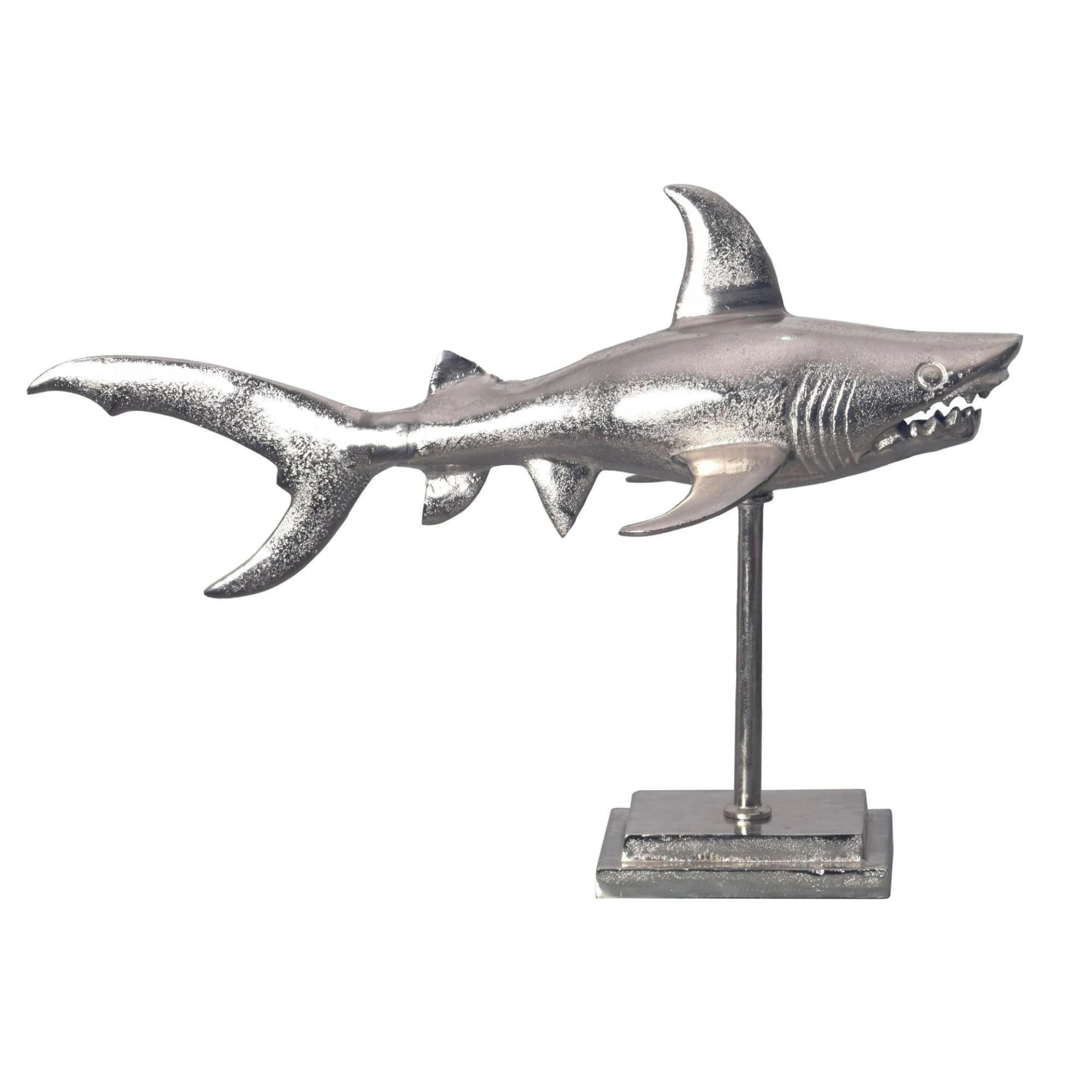 KADIMA DESIGN Dekofigur Hai Aluminium 70 cm Silber Maritim