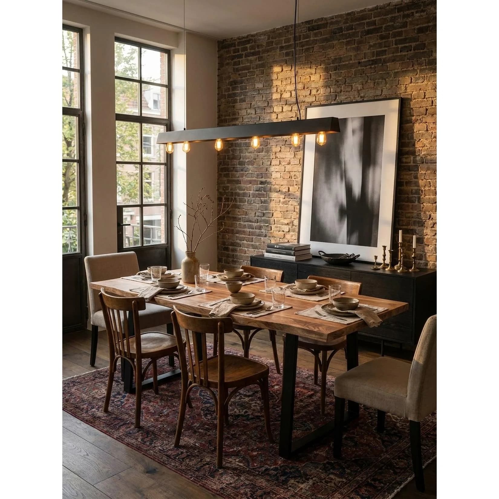 KADIMA DESIGN Esstisch Massivholz Akazie Metall Trapezgestell