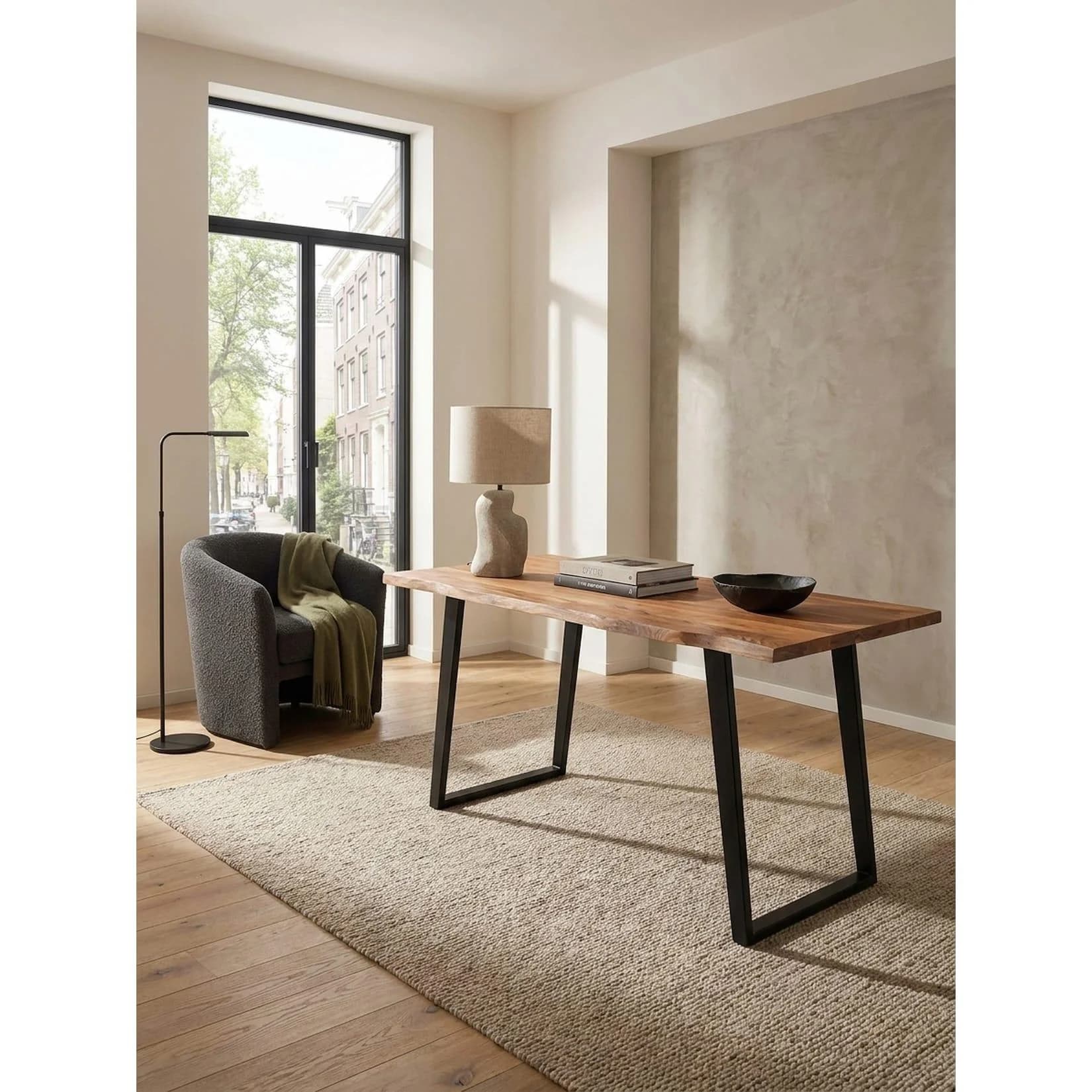 KADIMA DESIGN Schreibtisch Massivholz Akazie mit U-Gestell