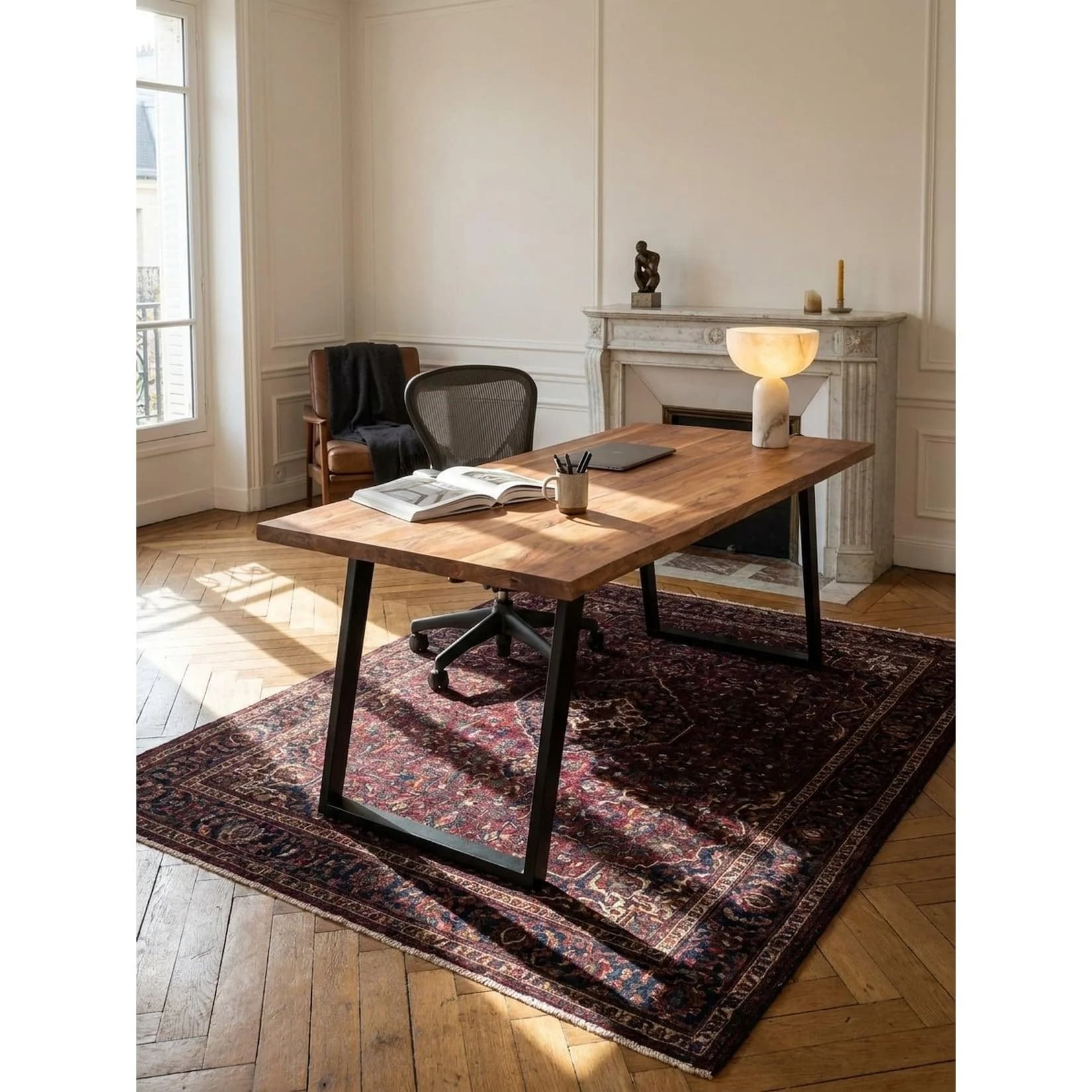 KADIMA DESIGN Schreibtisch Massivholz Akazie mit U-Gestell