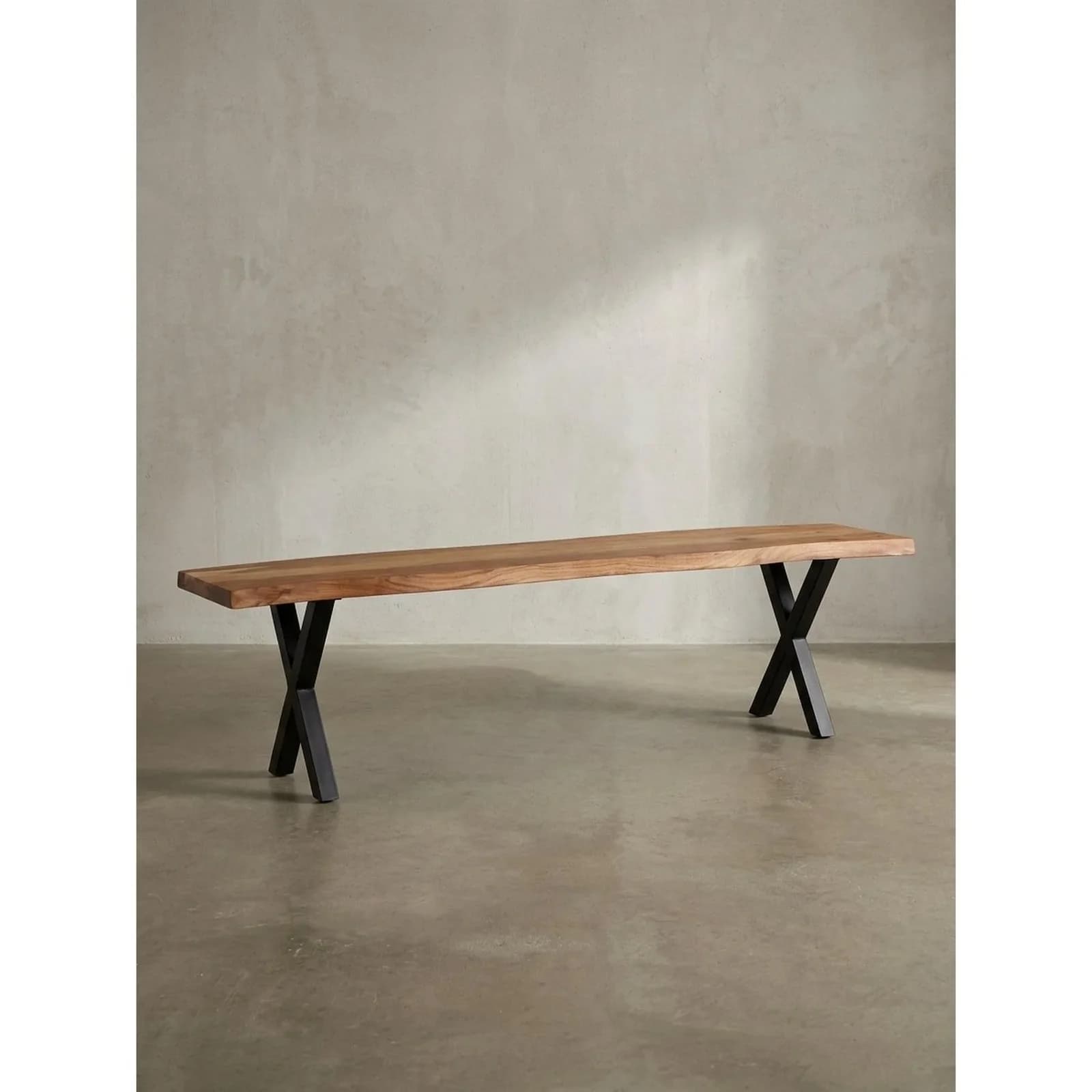 KADIMA DESIGN Esszimmerbank Akazie Massivholz Metall X-Beine