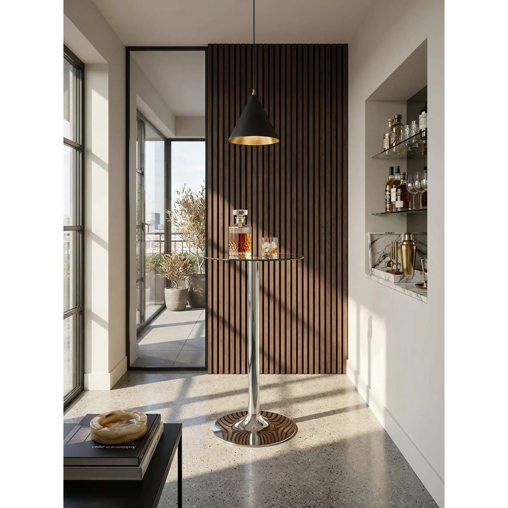 KADIMA DESIGN Stehtisch Glas Metall Silber Modern