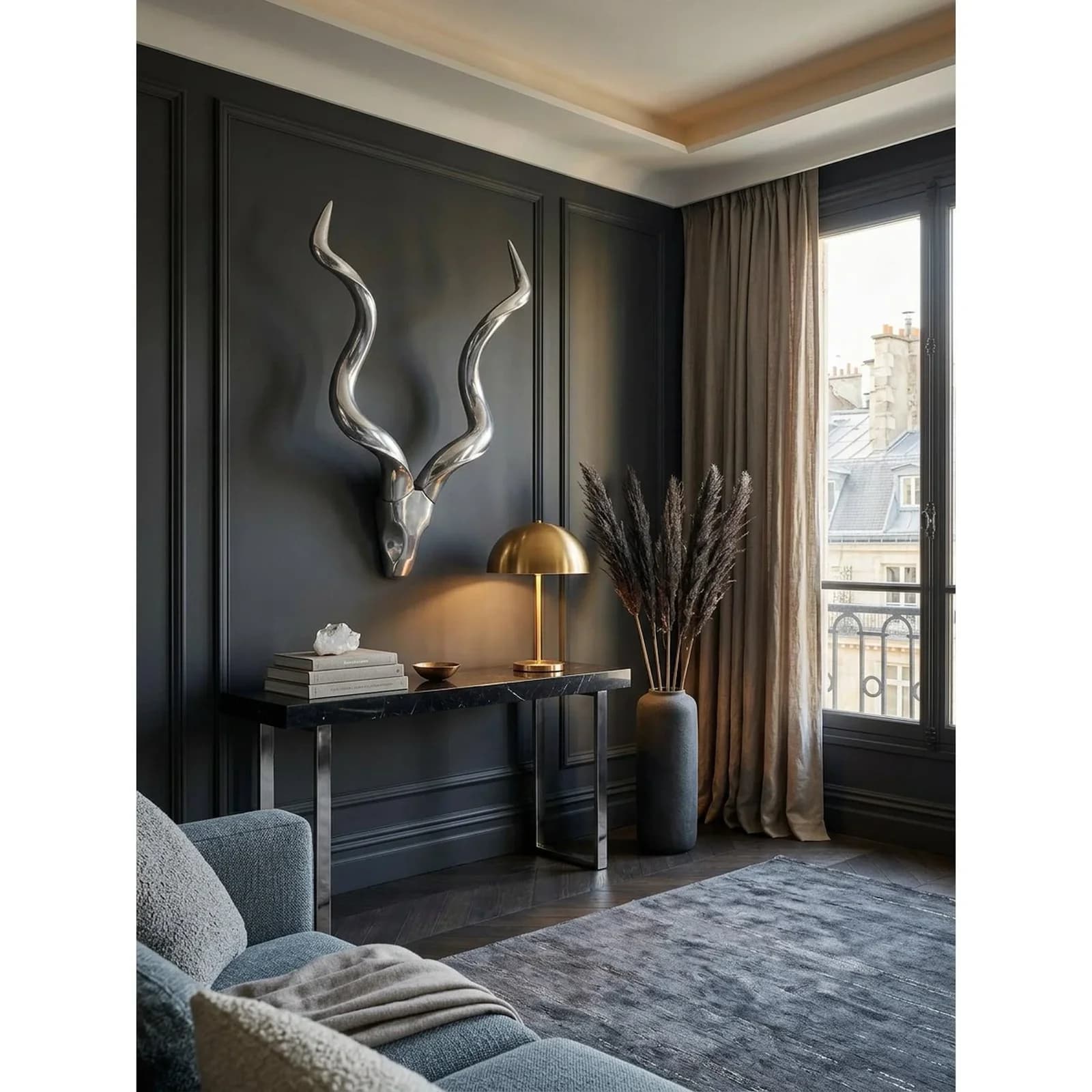 KADIMA DESIGN Wanddeko Hirschgeweih Aluminium silberfarben