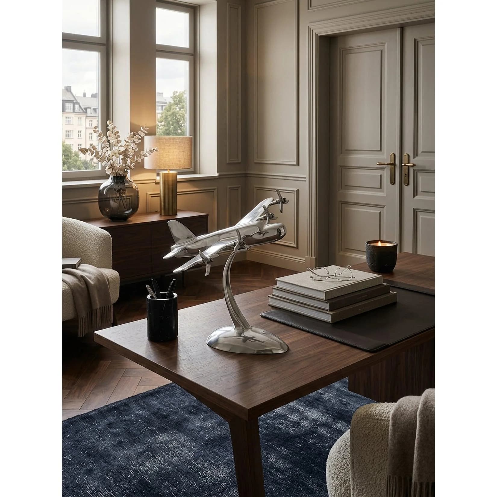 KADIMA DESIGN Dekofigur Flugzeugpropeller Aluminium Silber