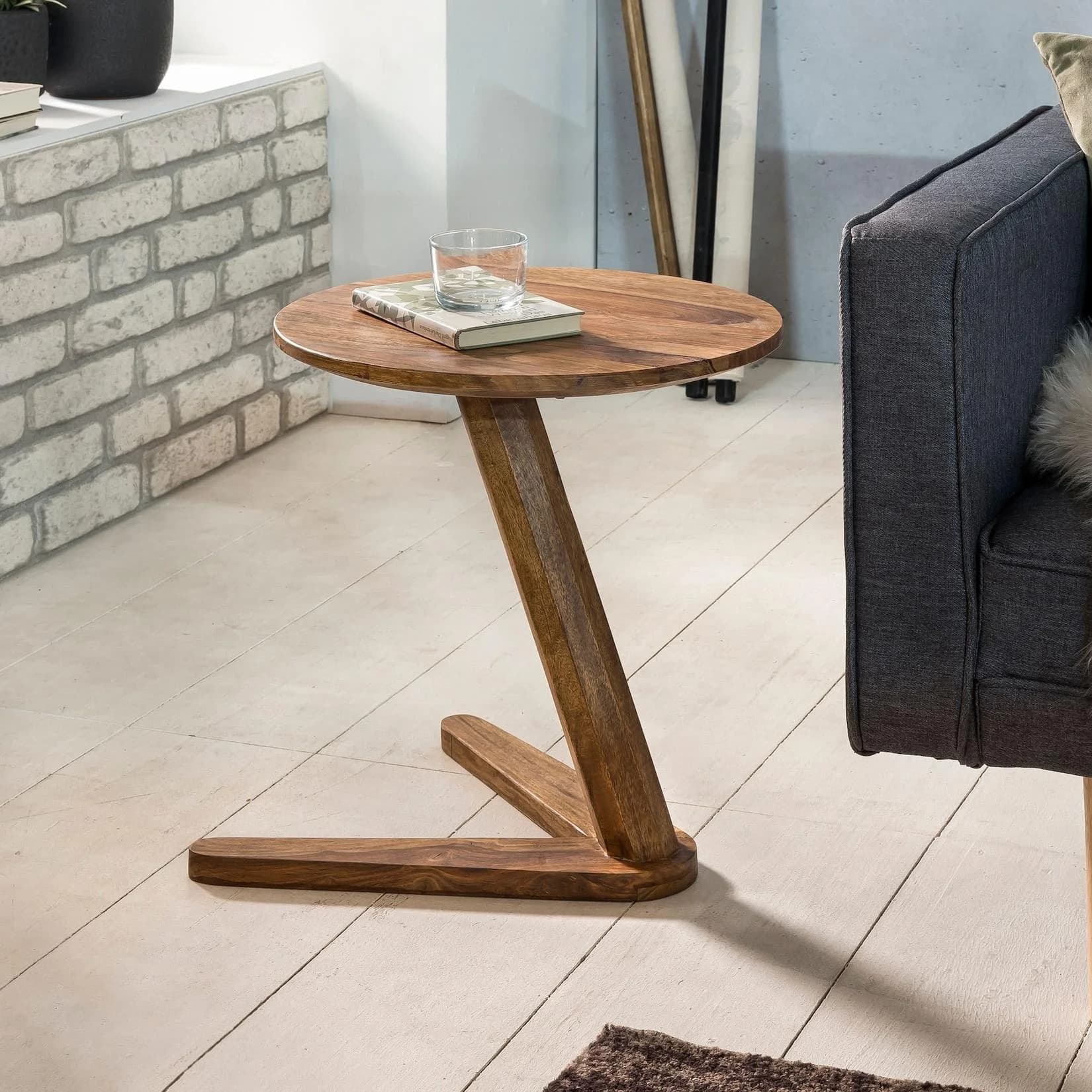 KADIMA DESIGN Beistelltisch Rund Massivholz Natur 45x45 cm