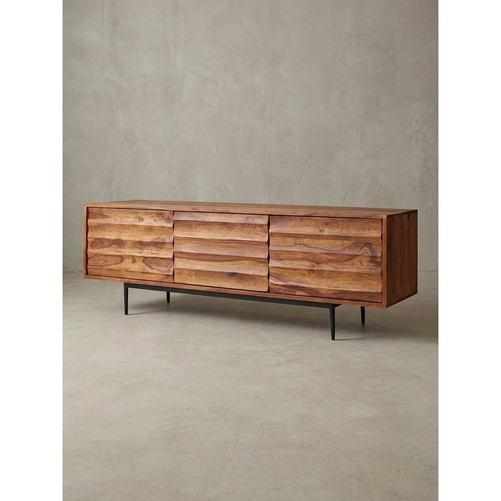 KADIMA DESIGN Lowboard Massivholz Landhausstil mit 3 Türen