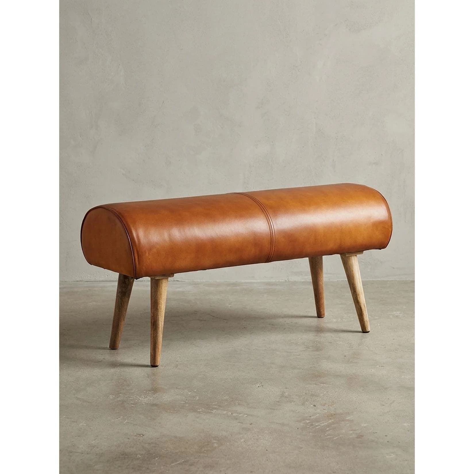 KADIMA DESIGN Sitzbank Echtleder Massivholz 2er Polsterbank Braun