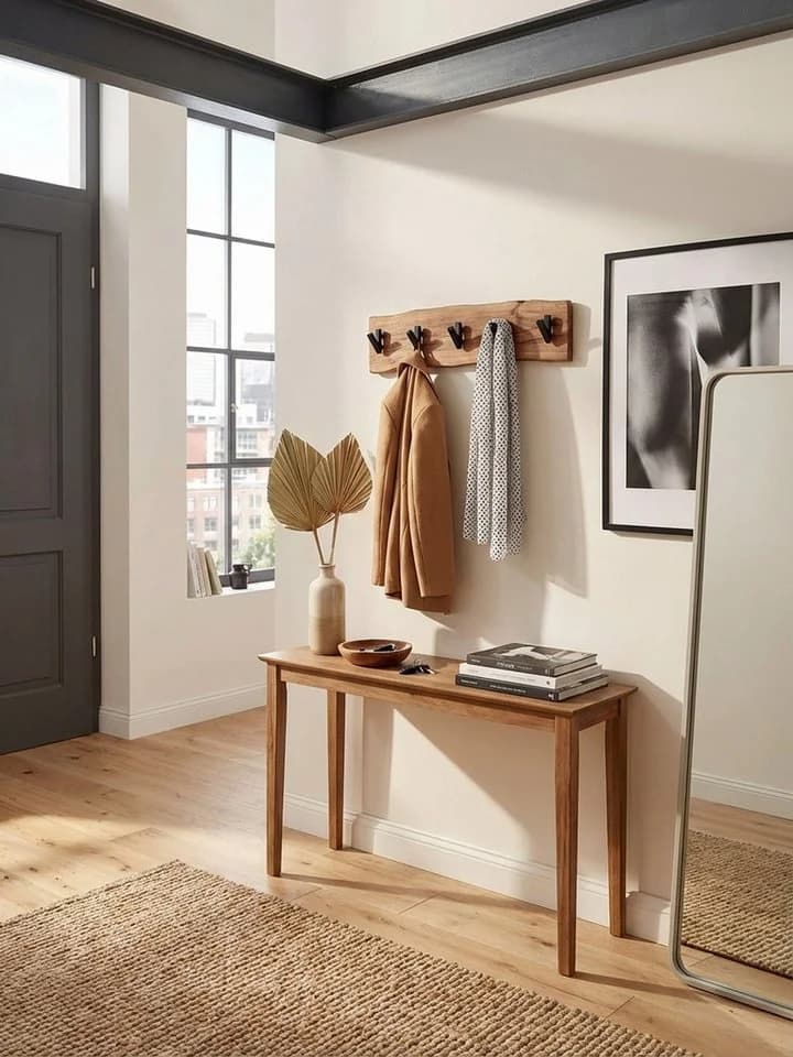 KADIMA DESIGN Wandgarderobe Akazie Massivholz Metall 60 cm Braun/Schwarz