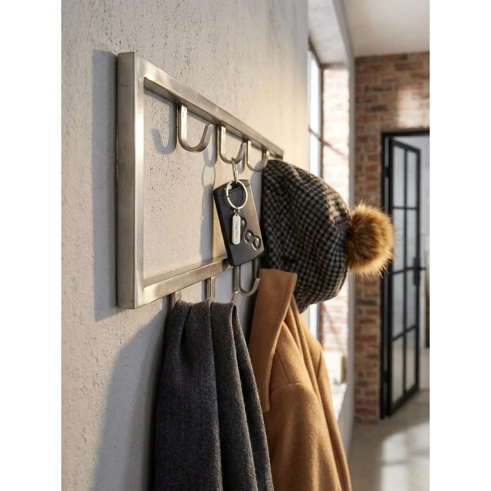 KADIMA DESIGN Wandgarderobe Metall Silber Modern 50x20x4 cm Hakenleiste