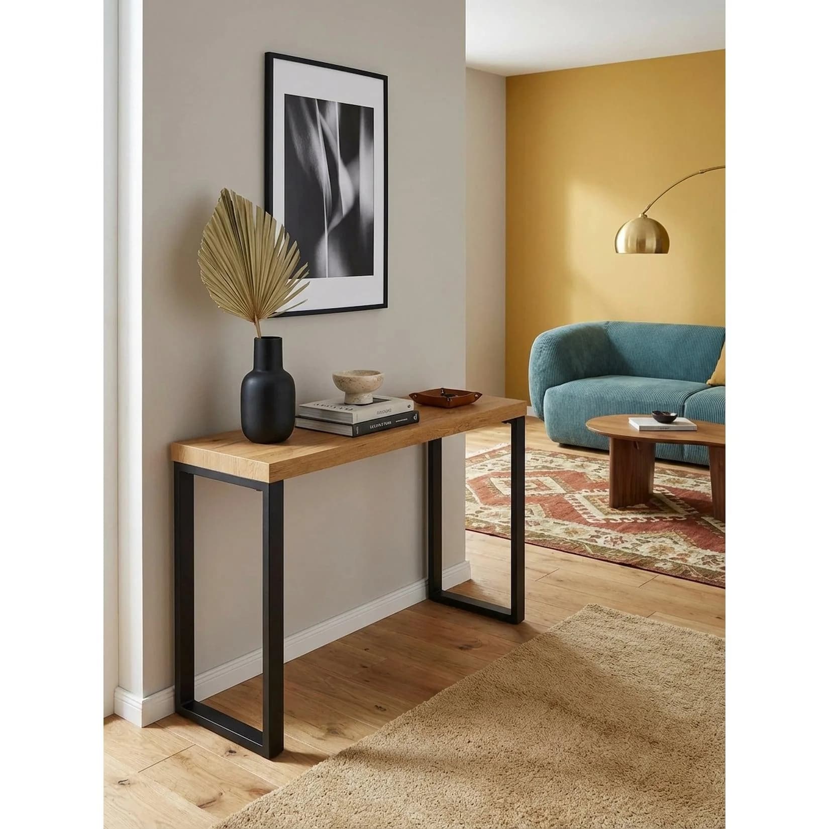 KADIMA DESIGN Konsolentisch Eiche-Dekor Schwarz 120 cm