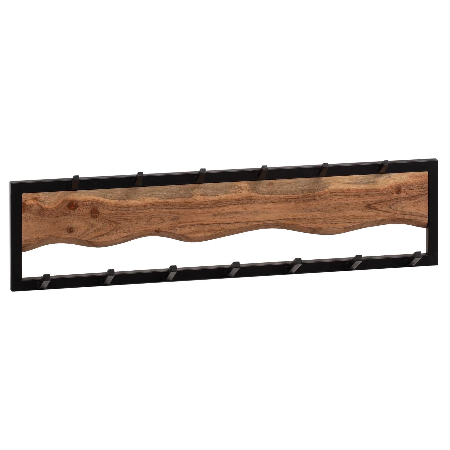 KADIMA DESIGN Wandgarderobe Akazie Massivholz Metall 80x20x8 cm