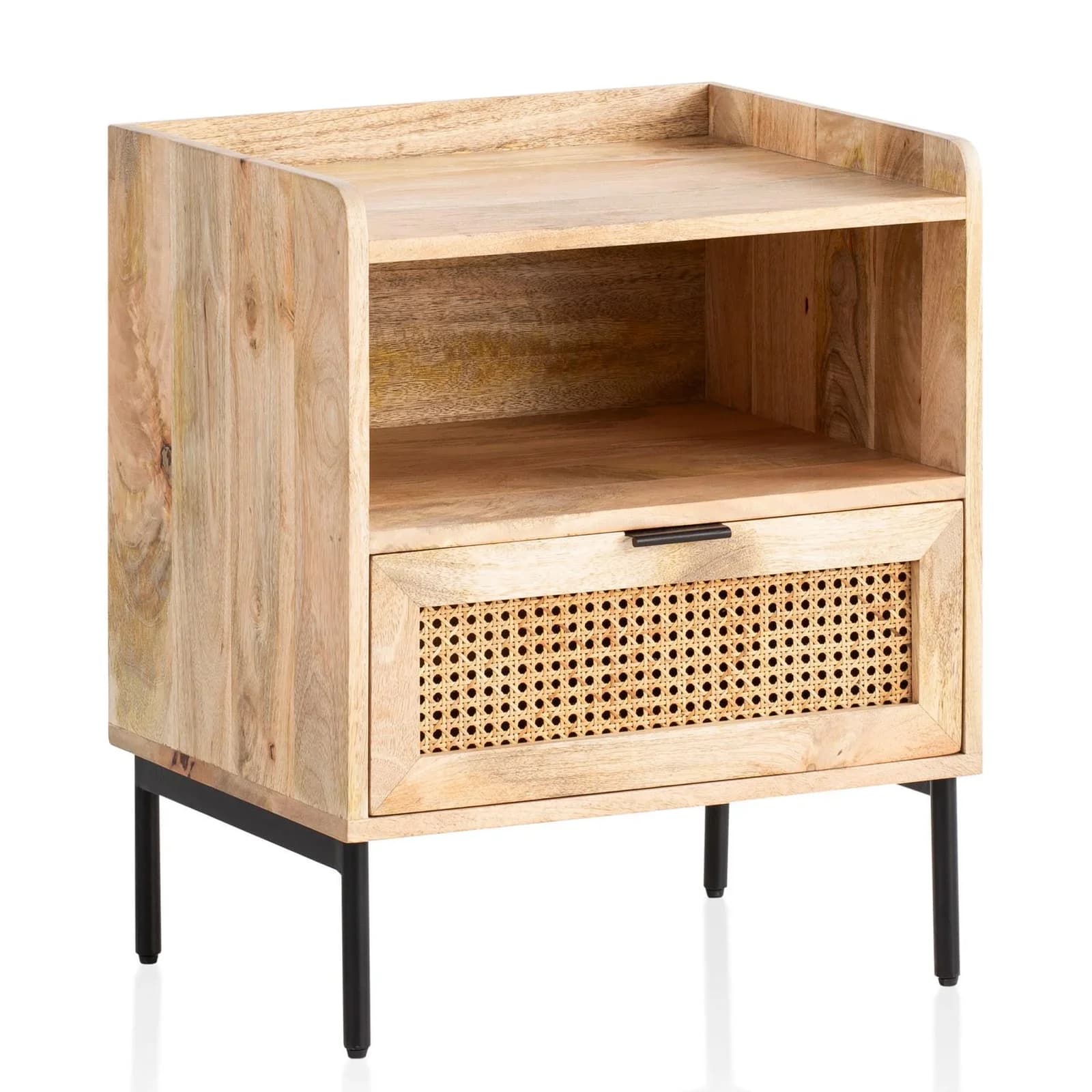 KADIMA DESIGN Nachttisch Mango Massivholz/Rattan Braun