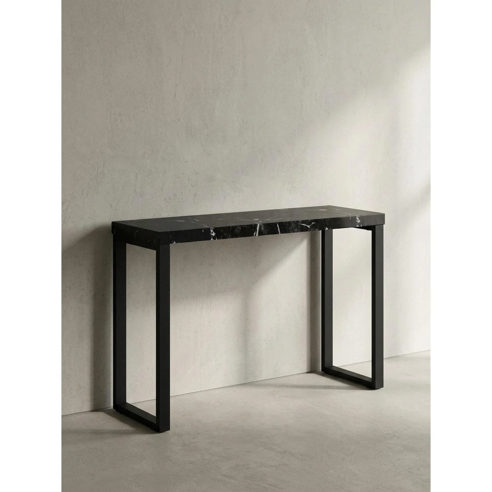 KADIMA DESIGN Konsolentisch Marmoroptik Schwarz Hochglanz Metallbeine