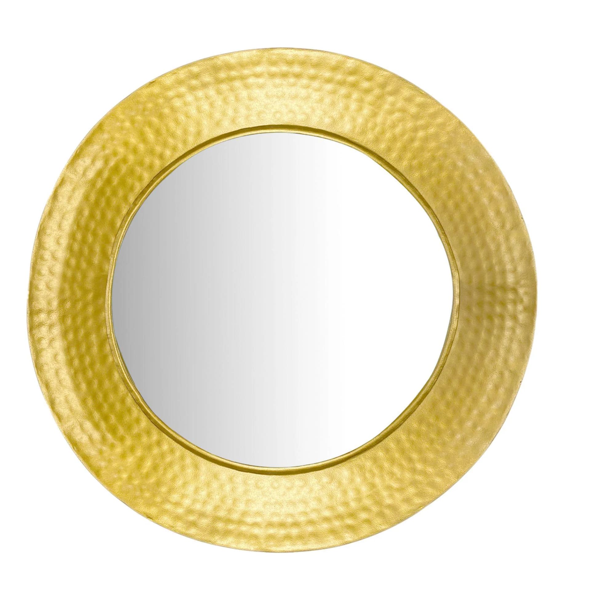 KADIMA DESIGN Wandspiegel Rund Metall Gold 60 cm Hammerschlag-Optik