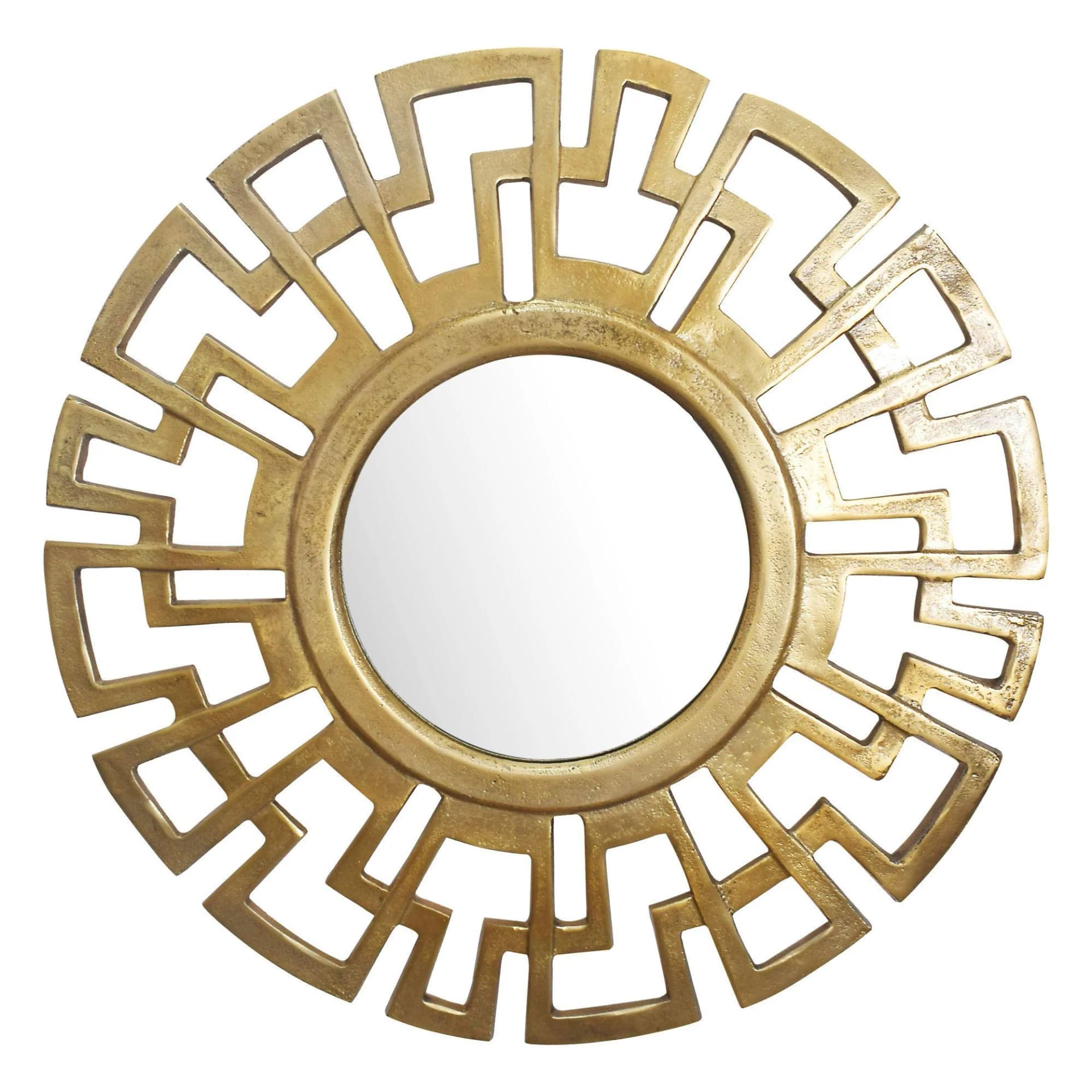 KADIMA DESIGN WANDSPIEGEL Rund Metall Gold 60 cm Art Déco Stil