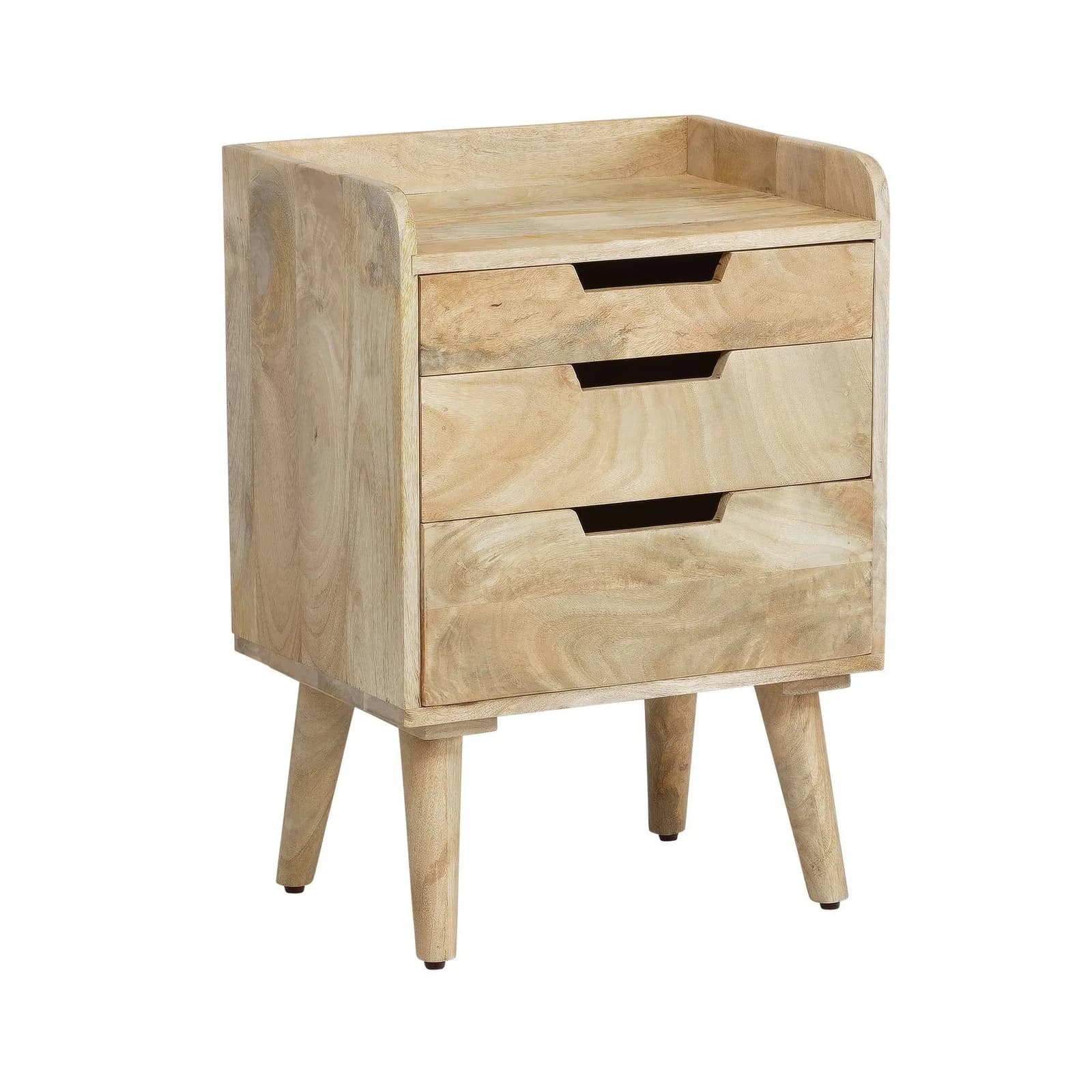KADIMA DESIGN Nachttisch Mango Massivholz Hellbraun 3 Schubladen
