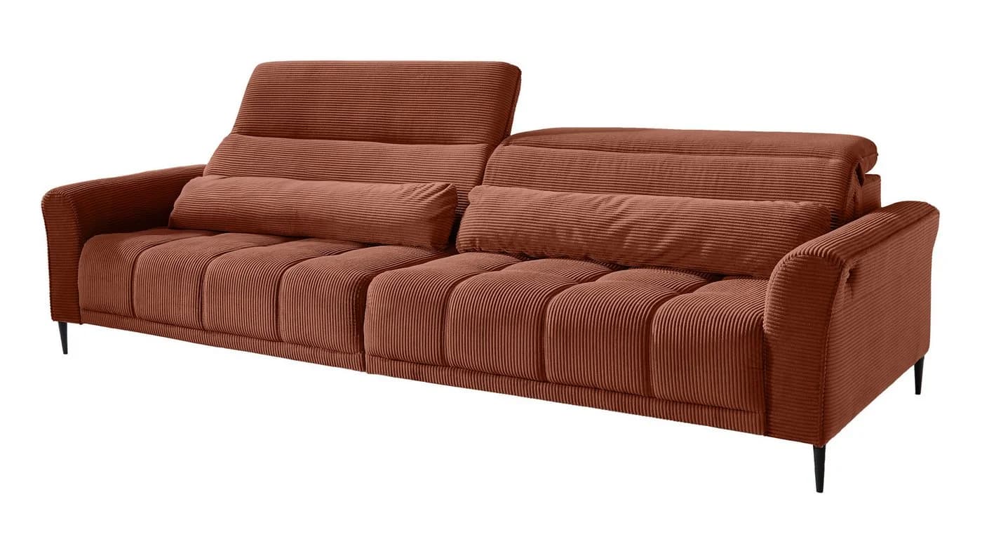 Massivart Big-Sofa LOGAN Cord 280 cm 4-Sitzer elektr. Sitztiefenverstellung