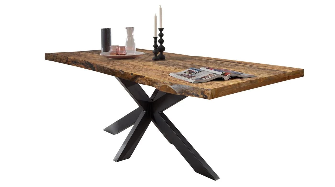 Massivart® Baumkantentisch TIM Mango Massivholz Industrial Look