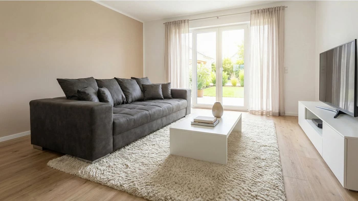 Massivart® Big-Sofa Borneo Vintage Stoff Grau 4-Sitzer